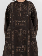 GASA Open Yoke Dress in Dark Brown x Beige - GASA at Worthwhile - shop DRESS