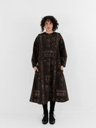 GASA Open Yoke Dress in Dark Brown x Beige - GASA at Worthwhile - shop DRESS