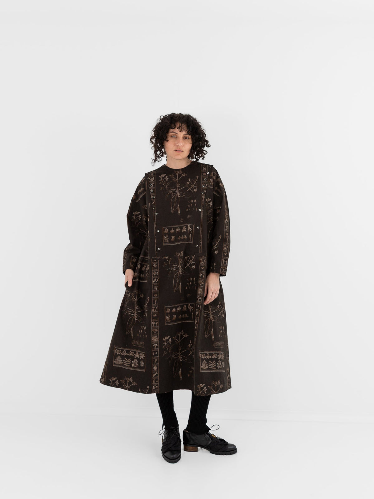 GASA Open Yoke Dress in Dark Brown x Beige - GASA at Worthwhile - shop DRESS