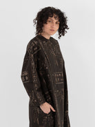 GASA Open Yoke Dress in Dark Brown x Beige - GASA at Worthwhile - shop DRESS