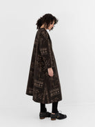 GASA Open Yoke Dress in Dark Brown x Beige - GASA at Worthwhile - shop DRESS
