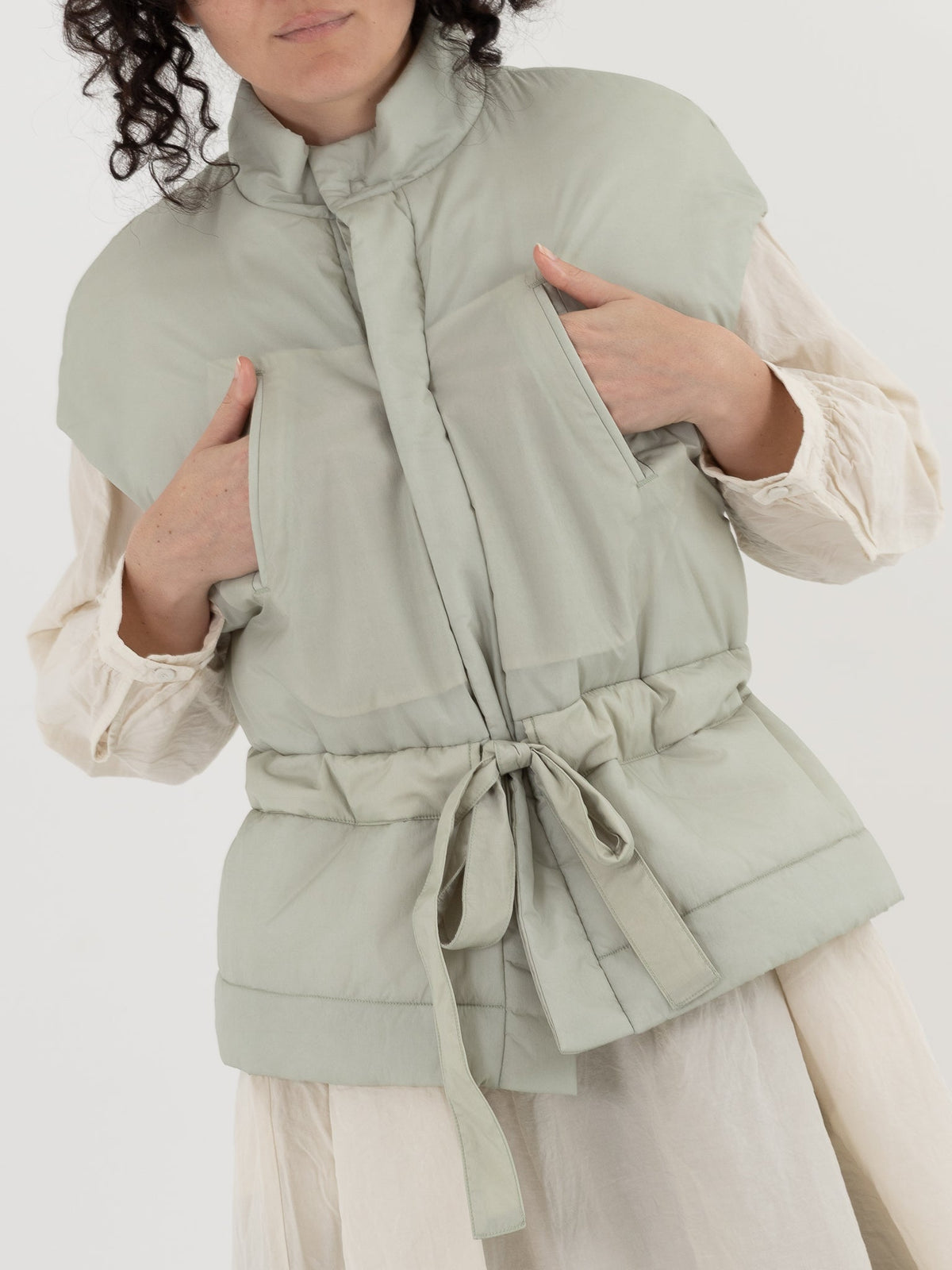 GASA Quilted Vest in Pale Green - GASA at Worthwhile - shop VEST