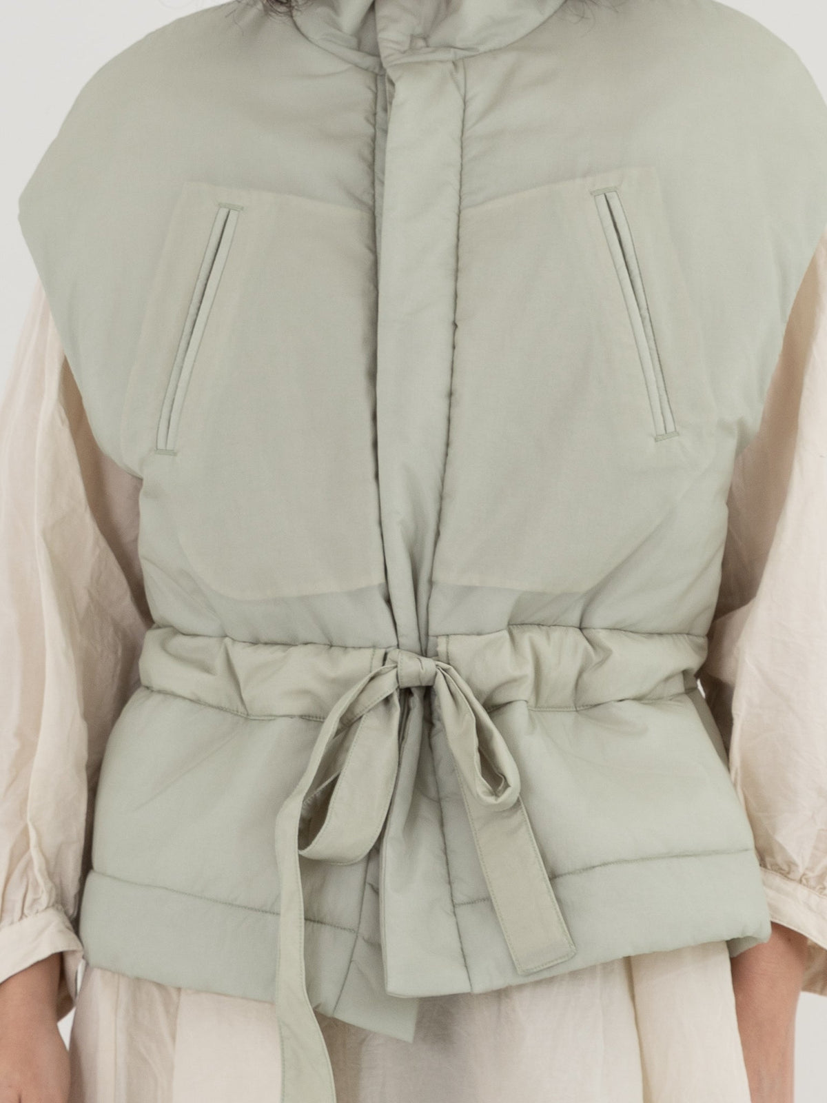 GASA Quilted Vest in Pale Green - GASA at Worthwhile - shop VEST