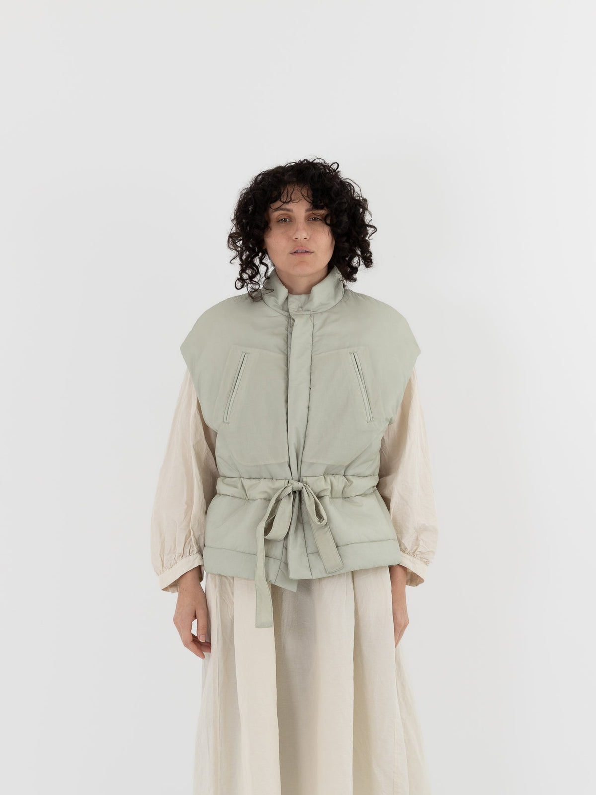 GASA Quilted Vest in Pale Green - GASA at Worthwhile - shop VEST