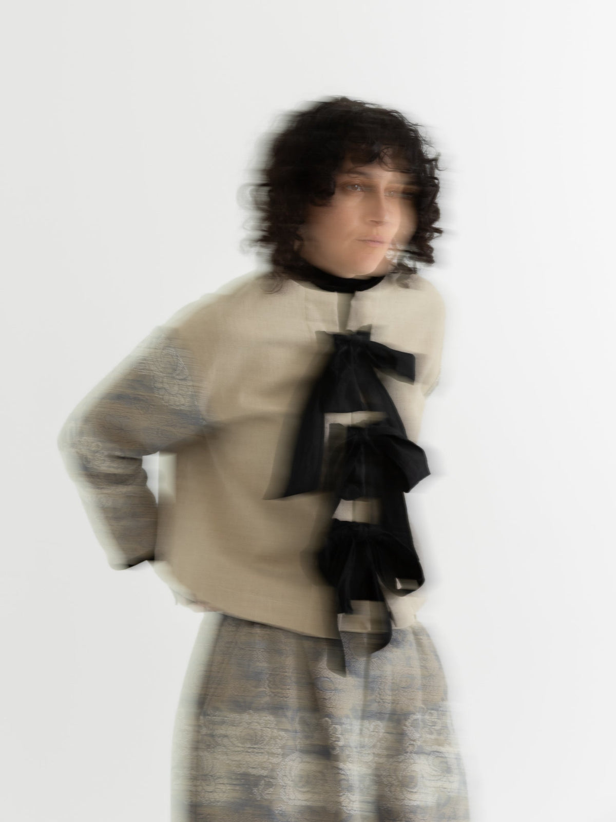 GASA Ribbon Jacket in Beige Flower - GASA at Worthwhile - shop JACKET