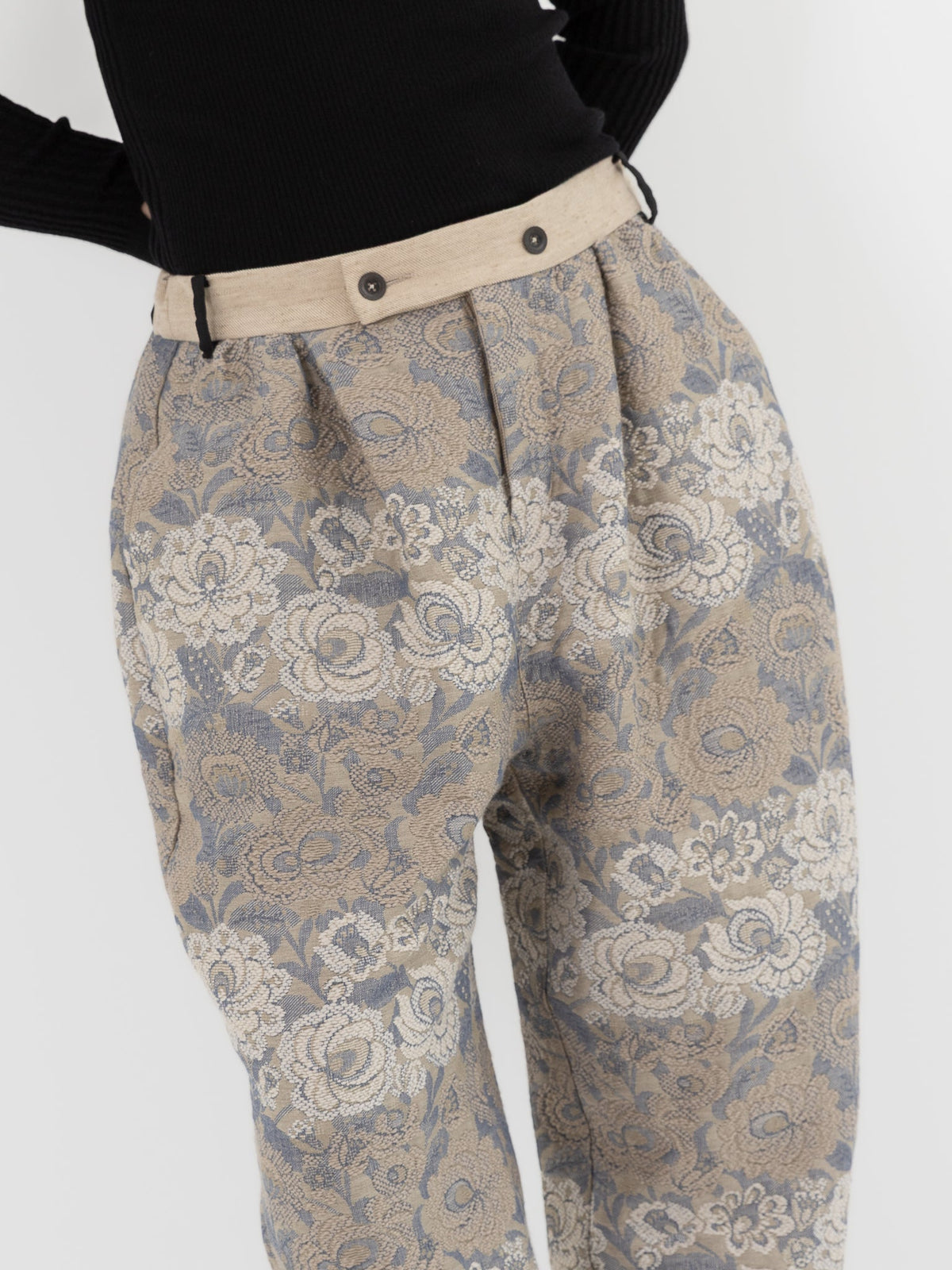 GASA Tucked Pants in Beige Flower - GASA at Worthwhile - shop PANT