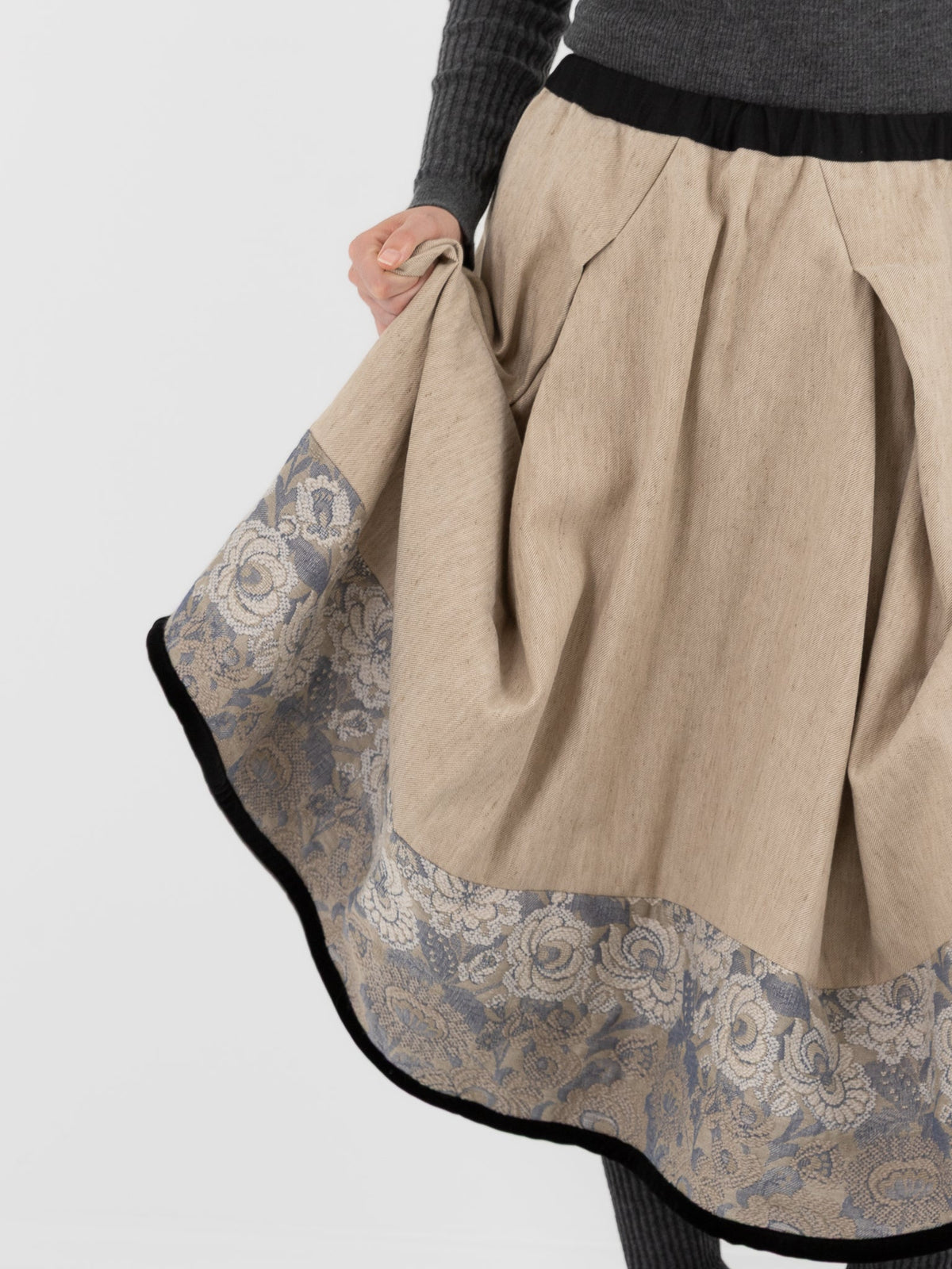 GASA Tucked Skirt in Beige Flower - GASA at Worthwhile - shop SKIRT