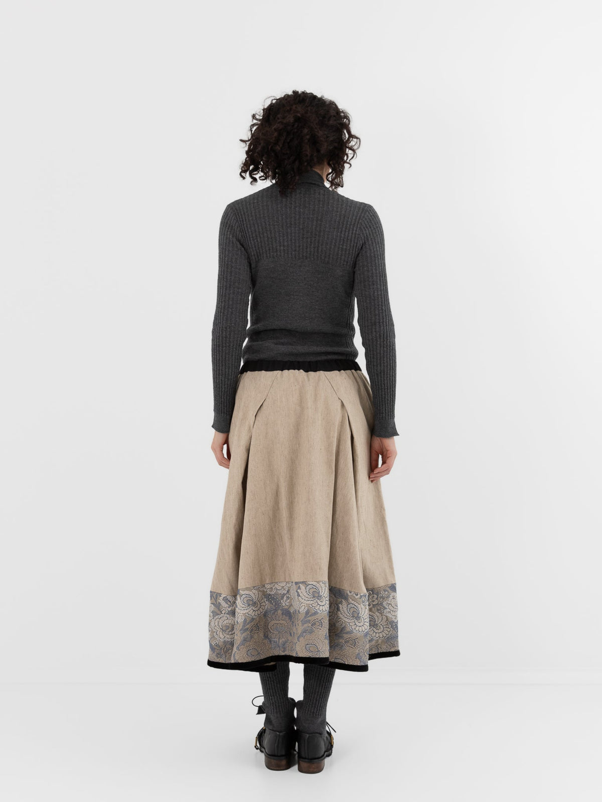 GASA Tucked Skirt in Beige Flower - GASA at Worthwhile - shop SKIRT