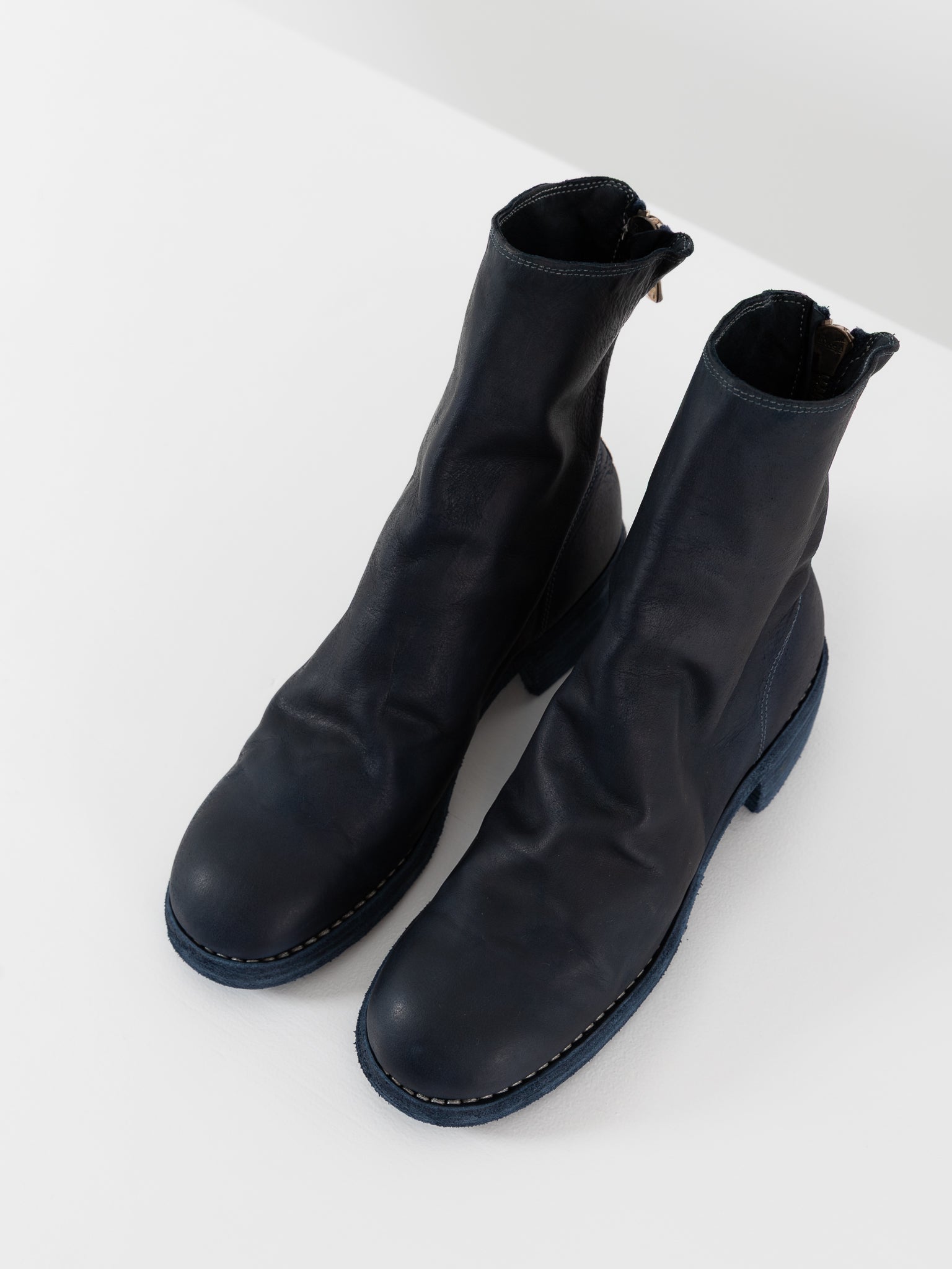 Guidi Back Zip Boot 796Z in Navy Blue - GUIDI at Worthwhile