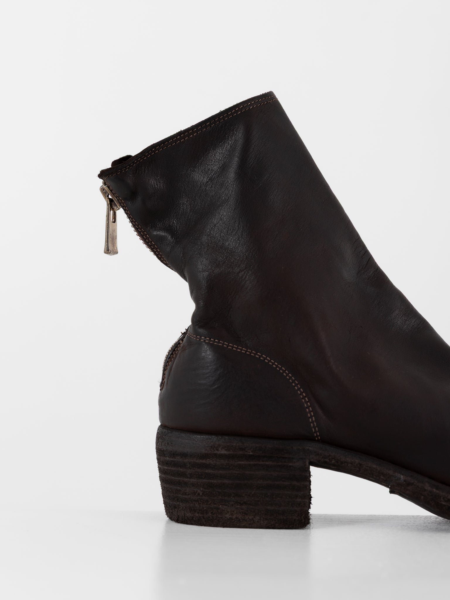 Guidi Back Zip Boot 796Z in Dark Brown - GUIDI at Worthwhile - shop BOOT