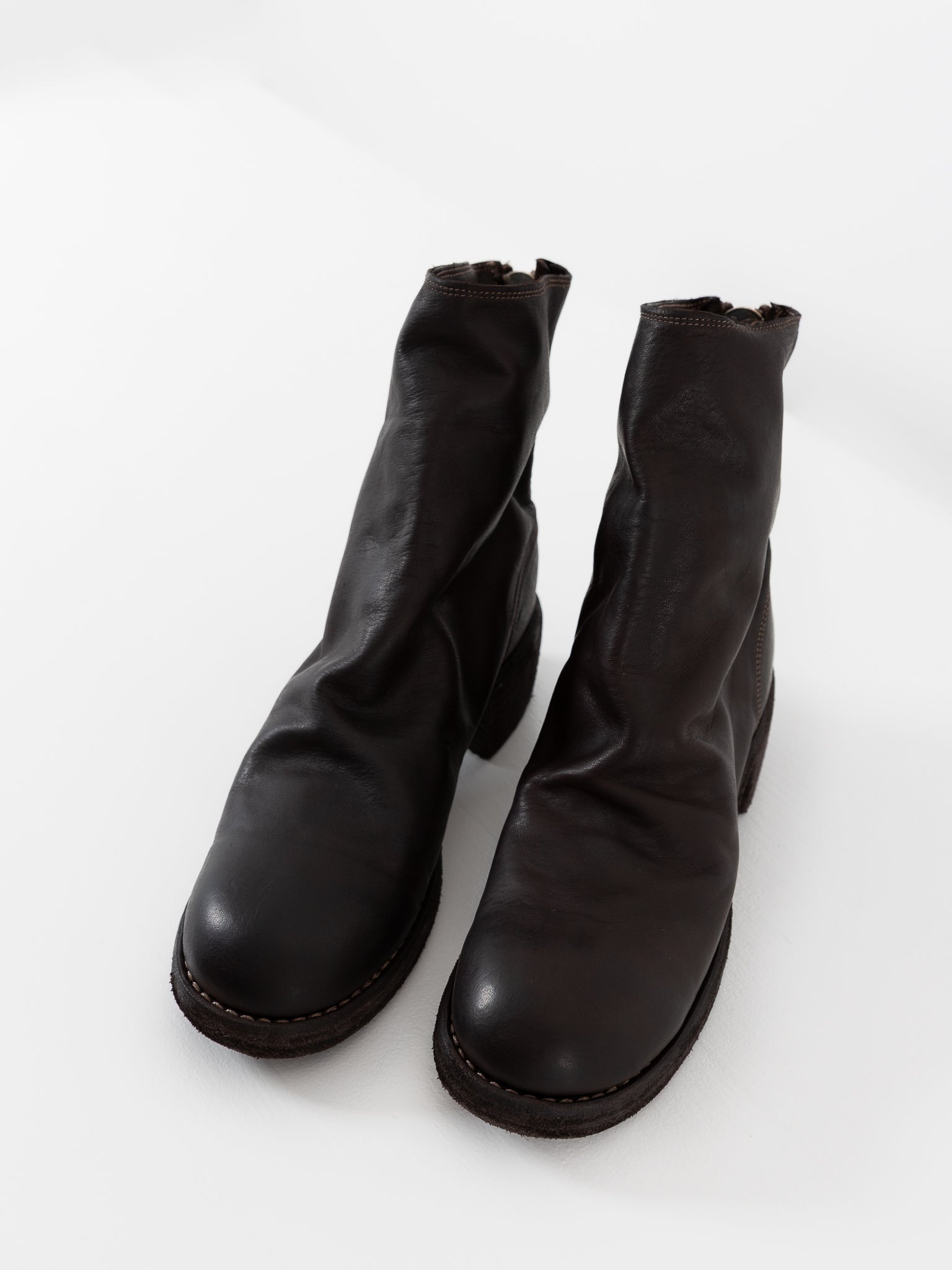 靴 GUIDI BACK ZIP BOOT GUIDI Back Zip Boots Double Sole Wide Model （Black） - Osaka