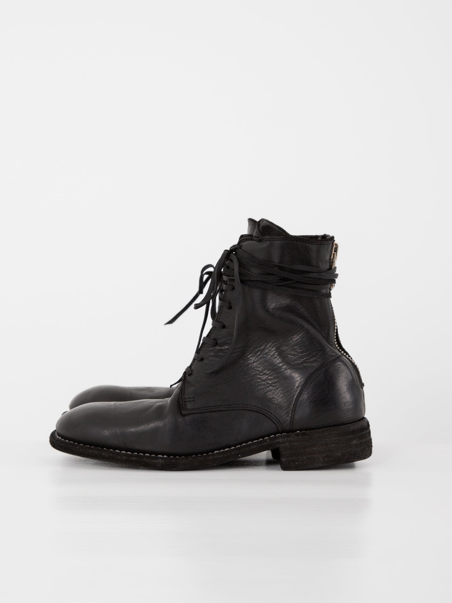 Guidi Front Tie/Back Zip Boot 995BZ in Black at Worthwhile