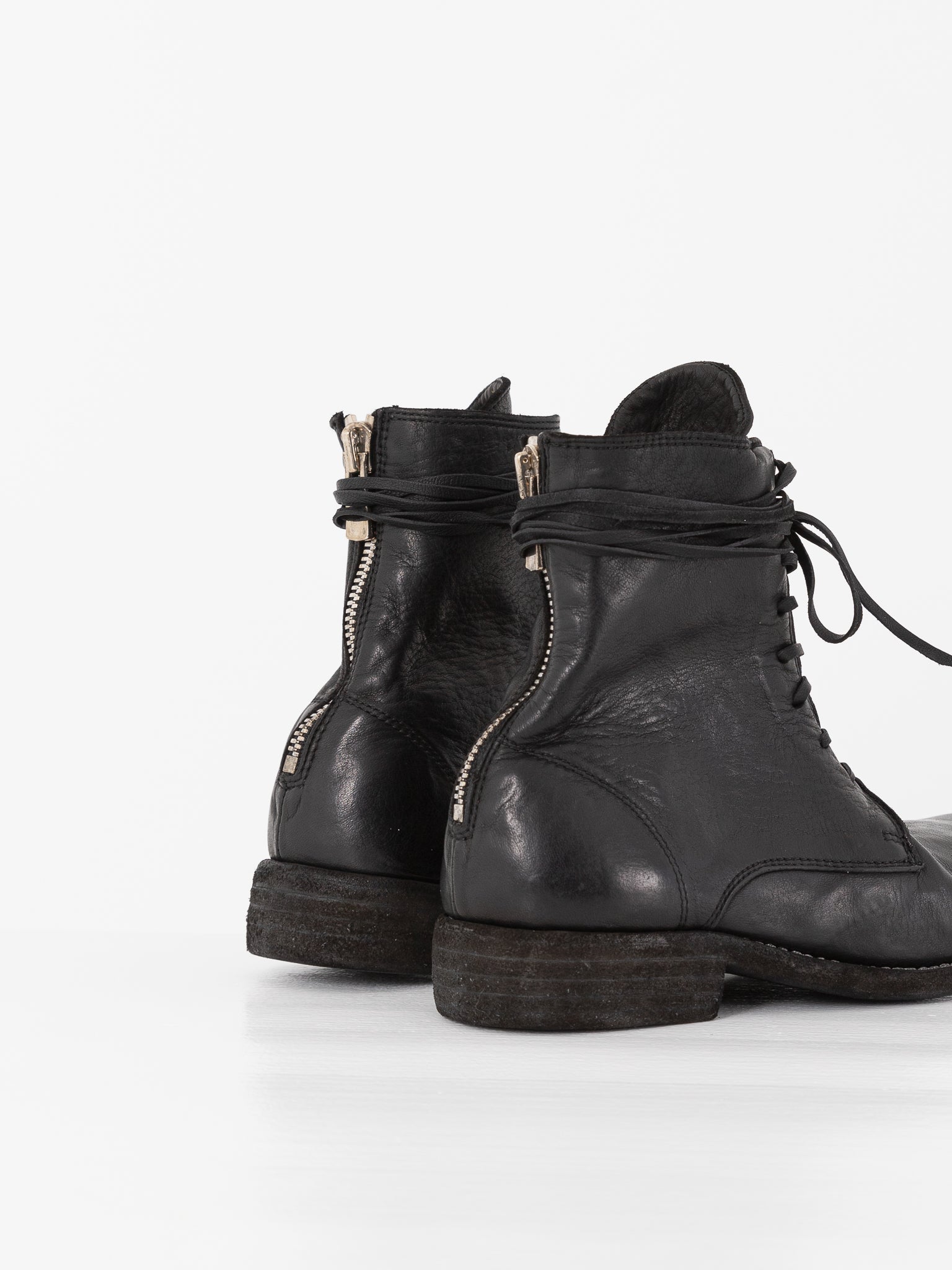 Guidi Front Tie/Back Zip Boot 995BZ, Black - Worthwhile