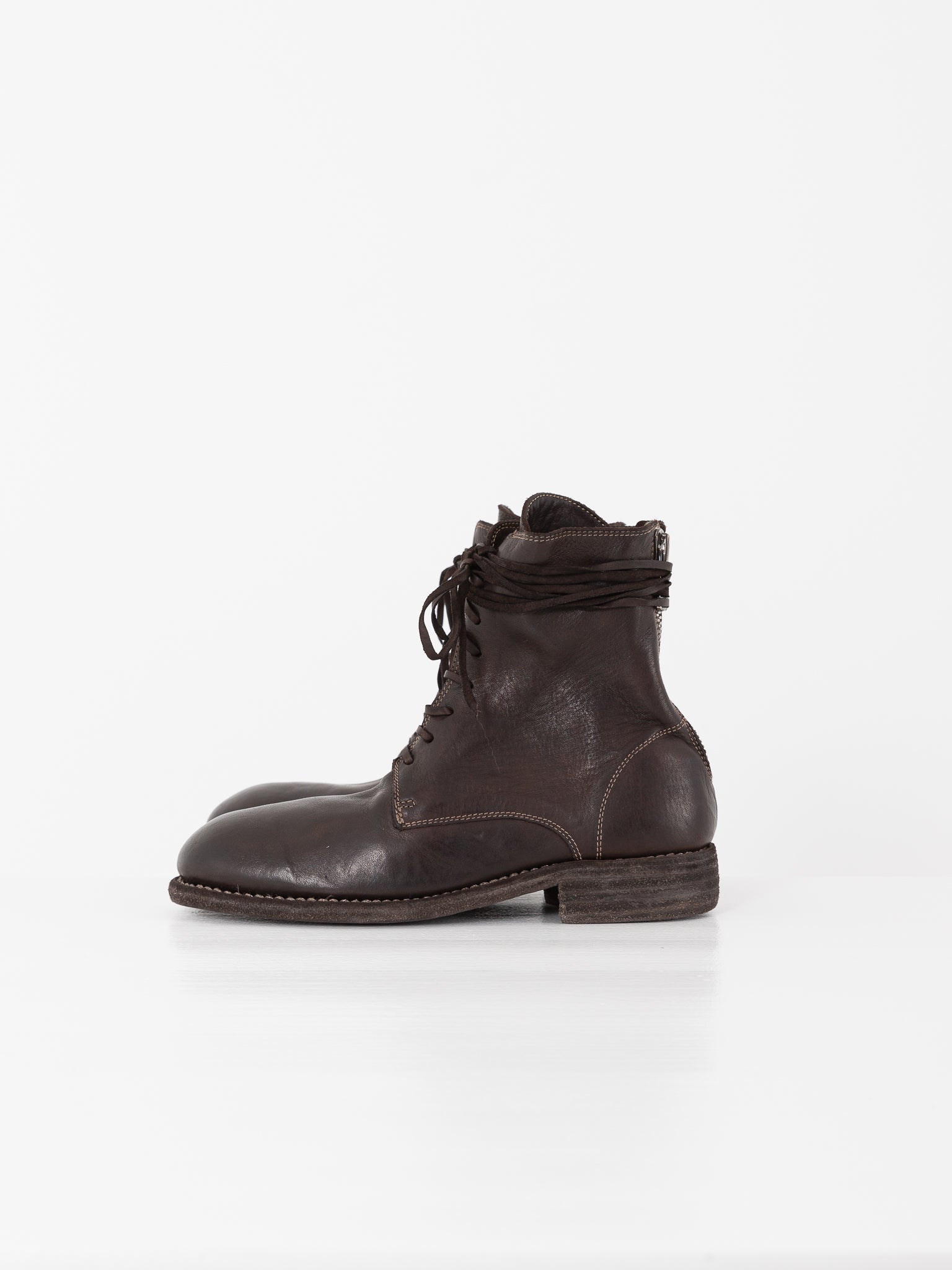 Guidi Front Tie/Back Zip Boot 995BZ, Dark Brown - Worthwhile