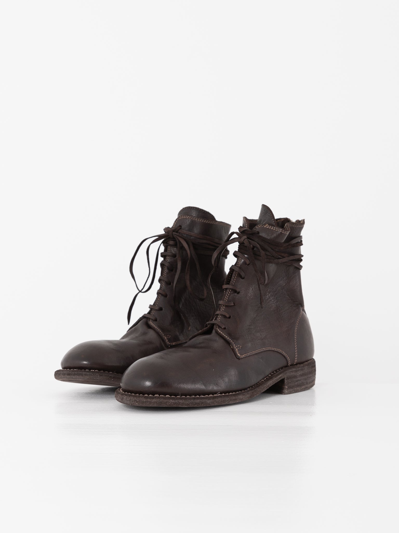 Guidi Front Tie/Back Zip Boot 995BZ, Dark Brown - Worthwhile