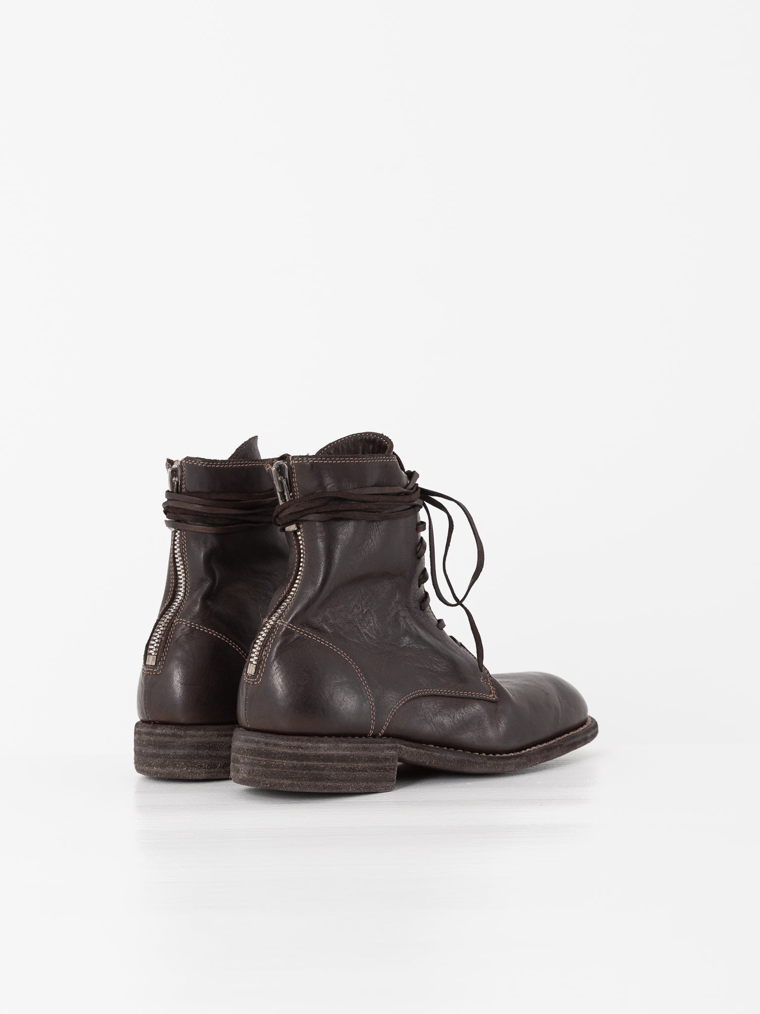 Guidi Front Tie/Back Zip Boot 995BZ, Dark Brown - Worthwhile