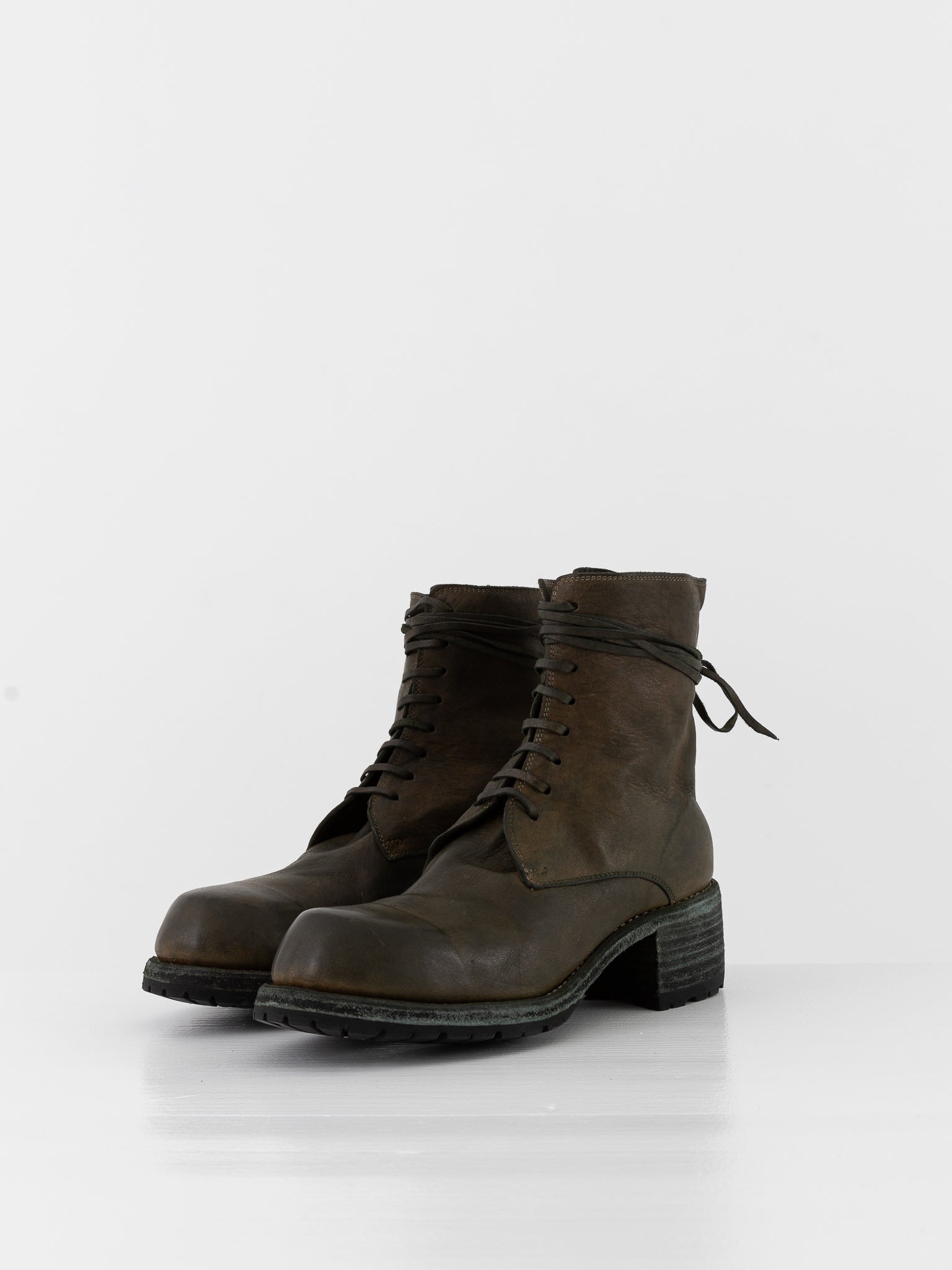 Guidi Front Tie/Back Zip Boot NB07V in Army Green at Worthwhile