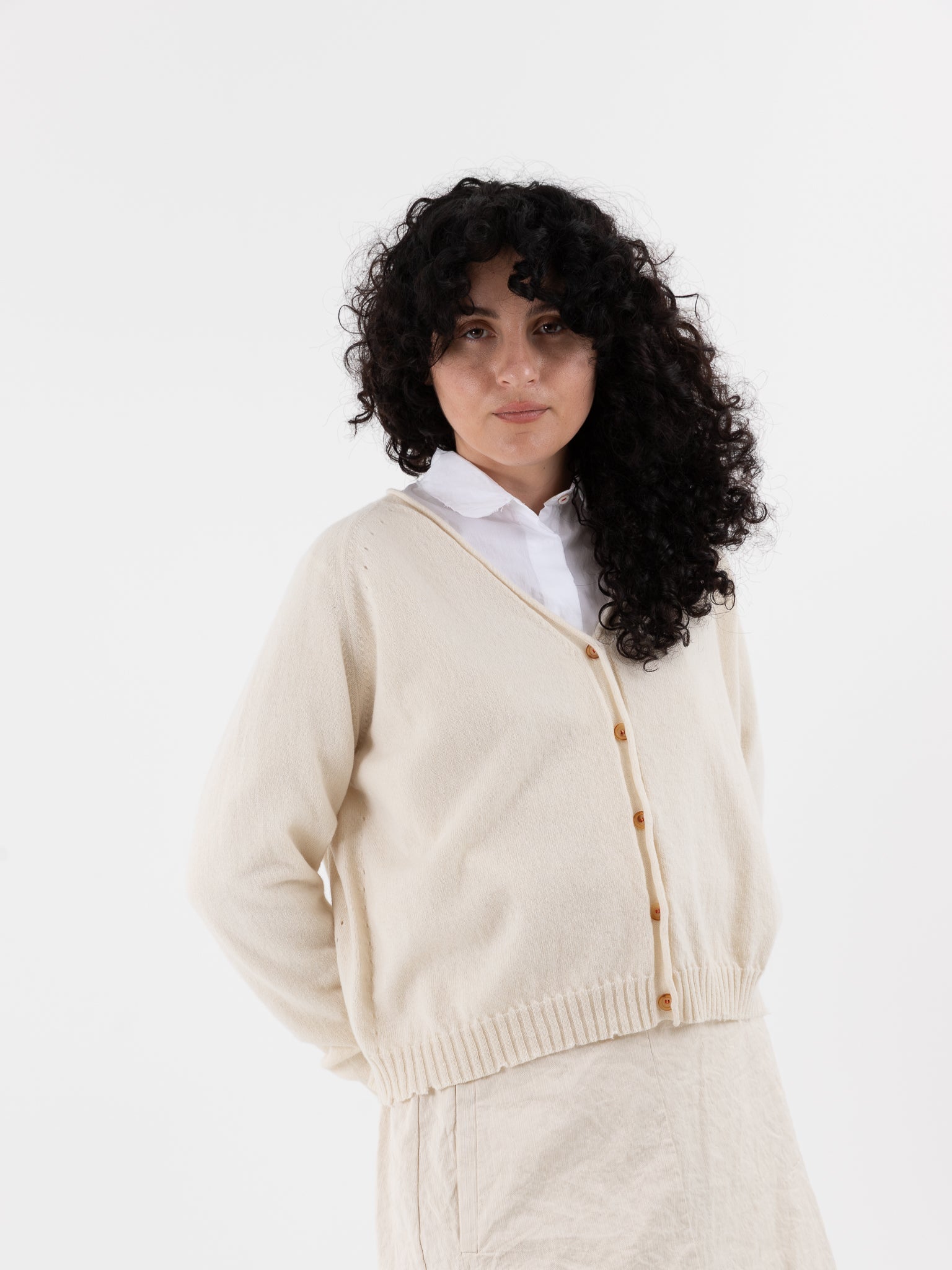 Hannoh Wessel Cardigan Kamilla in Natural - HANNOH at Worthwhile - shop CARDIGAN