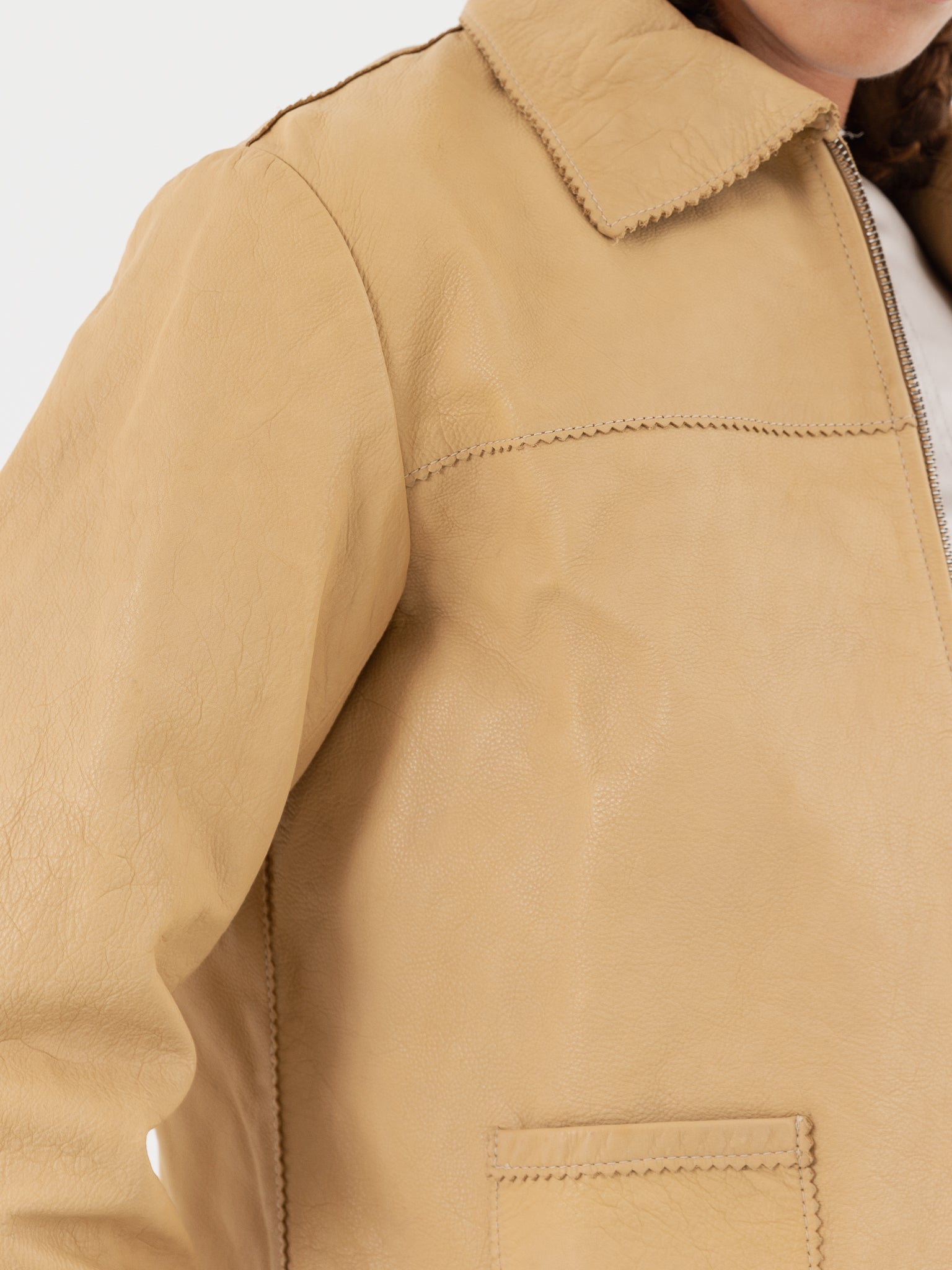 Hazel Brown Little Leather Jacket - Worthwhile - HAZEL BROWN