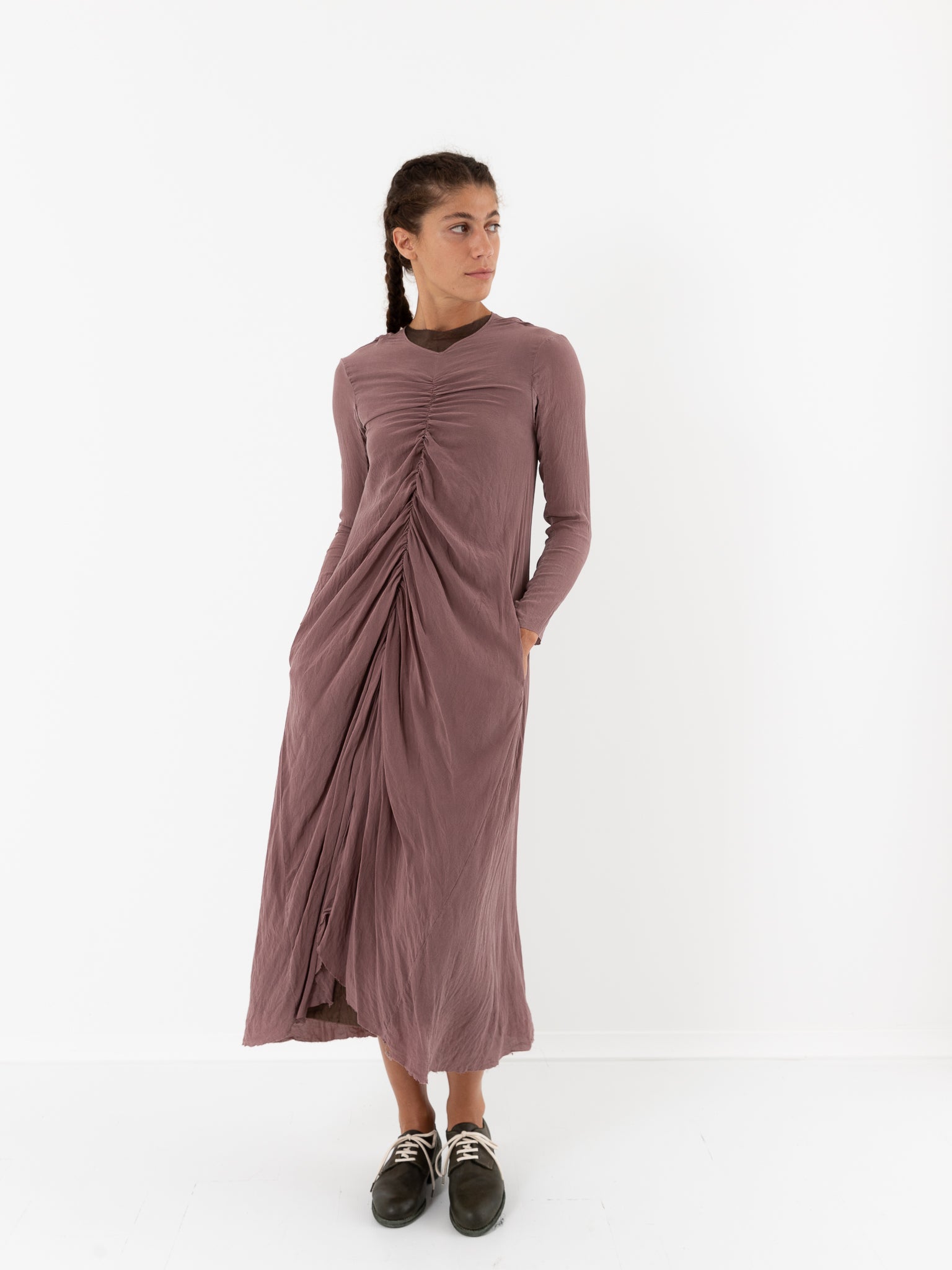 Hazel Brown Double Ruched Dress - Worthwhile - HAZEL BROWN