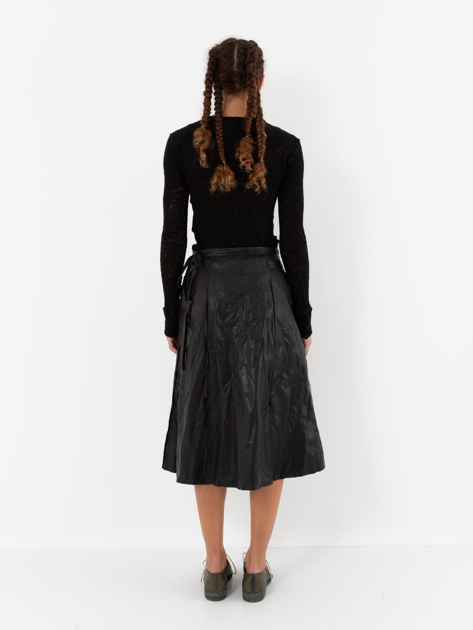 Hazel Brown Leather Wrap Skirt - Worthwhile - HAZEL BROWN