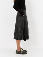 Hazel Brown Leather Wrap Skirt - Worthwhile - HAZEL BROWN