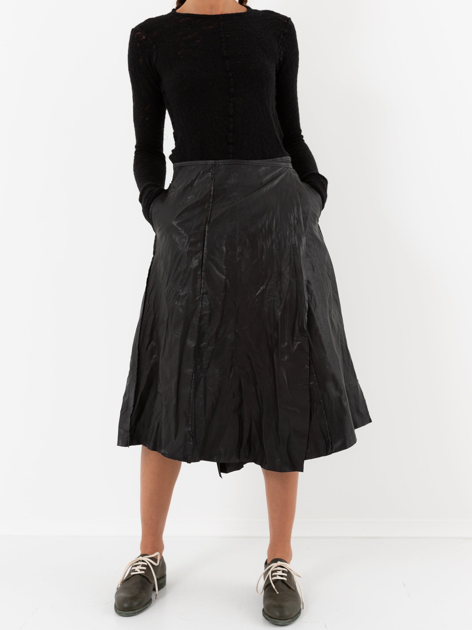 Hazel Brown Leather Wrap Skirt - Worthwhile - HAZEL BROWN