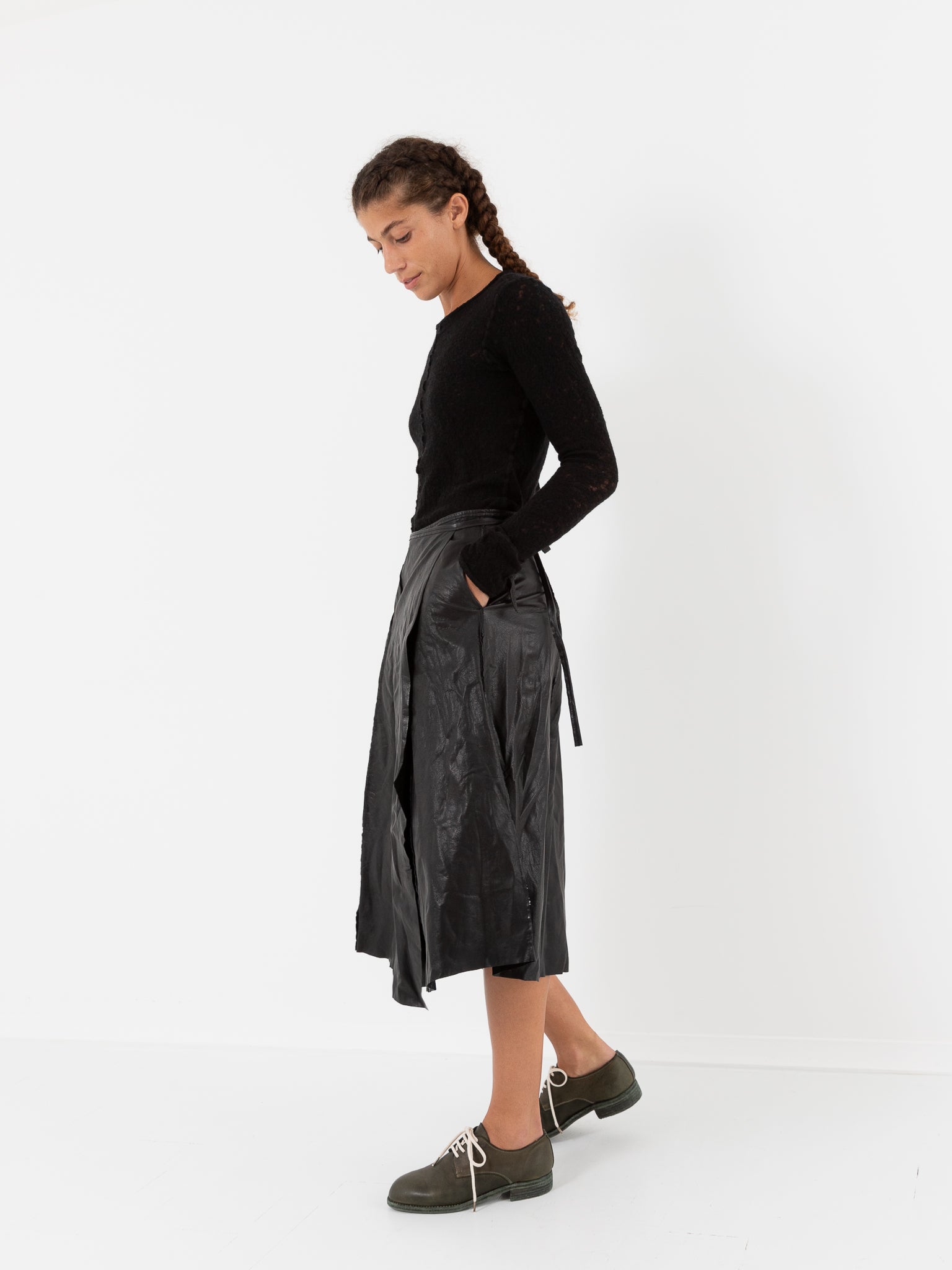 Hazel Brown Leather Wrap Skirt - Worthwhile - HAZEL BROWN