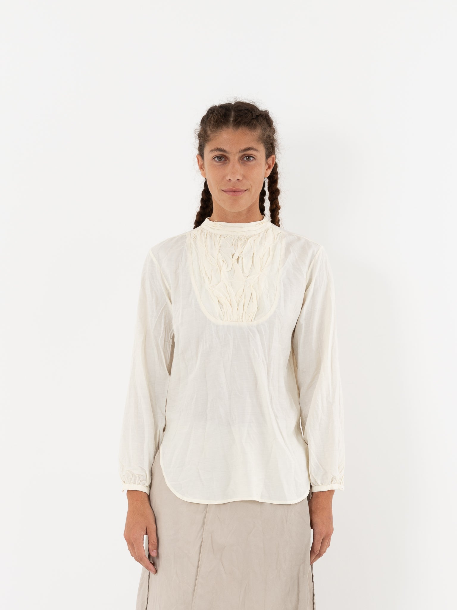 Hazel Brown Tattered Yoke Blouse - Worthwhile - HAZEL BROWN