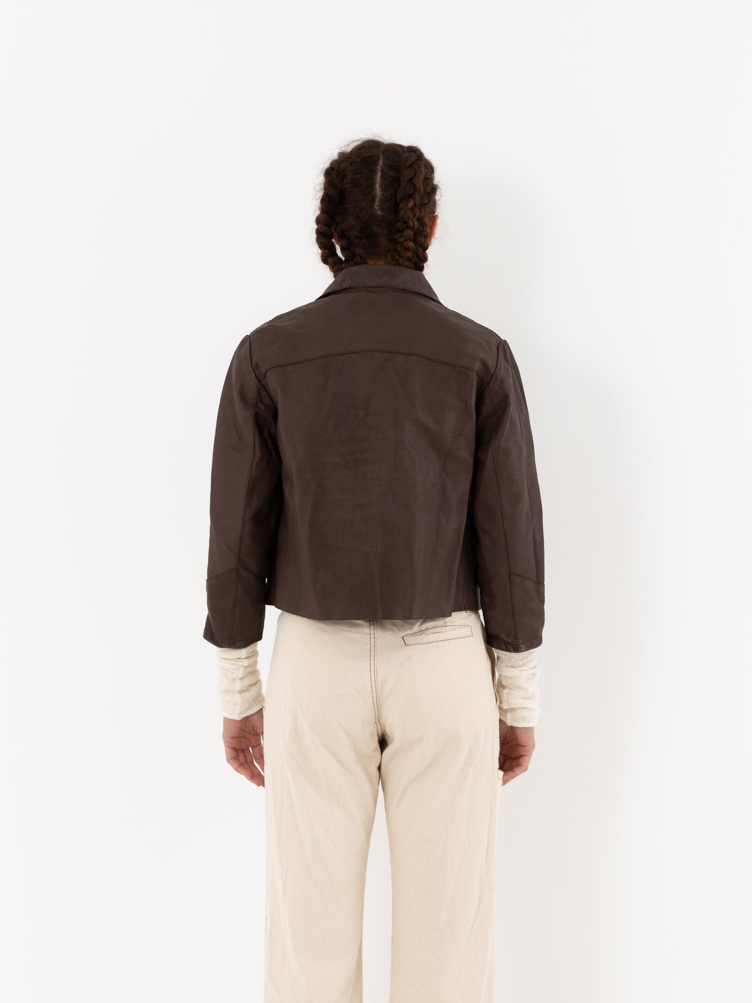 Hazel Brown Little Leather Jacket - Worthwhile - HAZEL BROWN