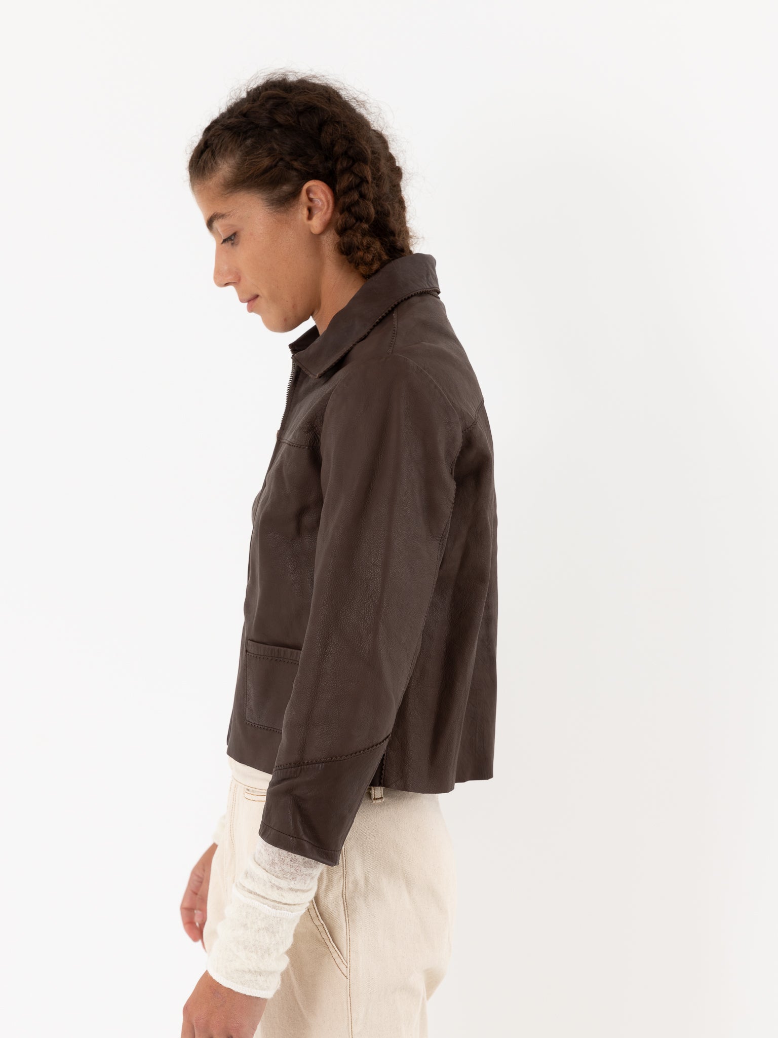 Hazel Brown Little Leather Jacket - Worthwhile - HAZEL BROWN