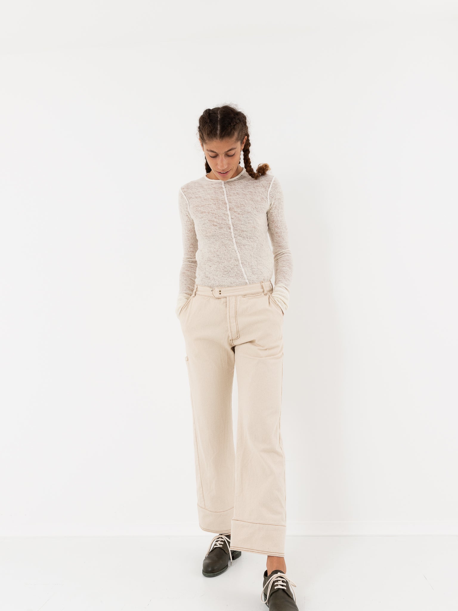 Hazel Brown Soft Denim Work Pants - Worthwhile - HAZEL BROWN