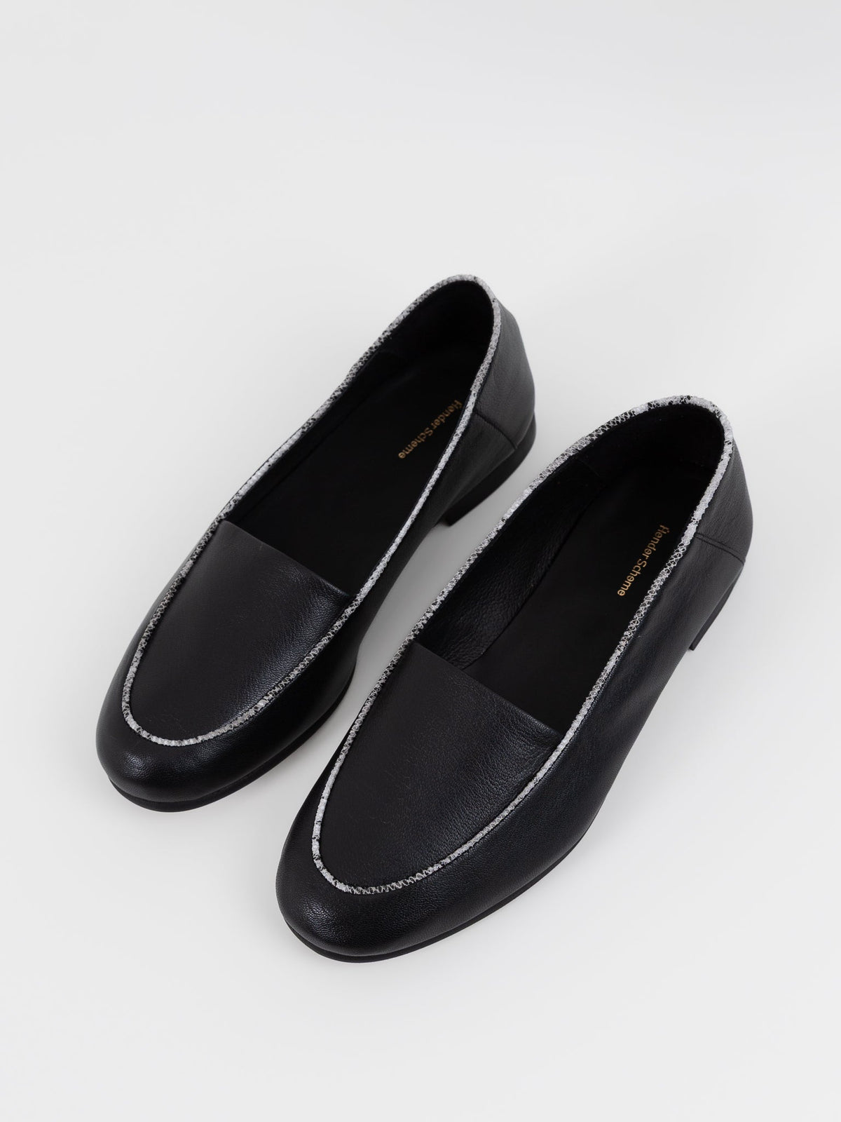 Hender Scheme Oval Moca Loafer in Black/Python - HENDER SCHEME at Worthwhile - shop SHOES