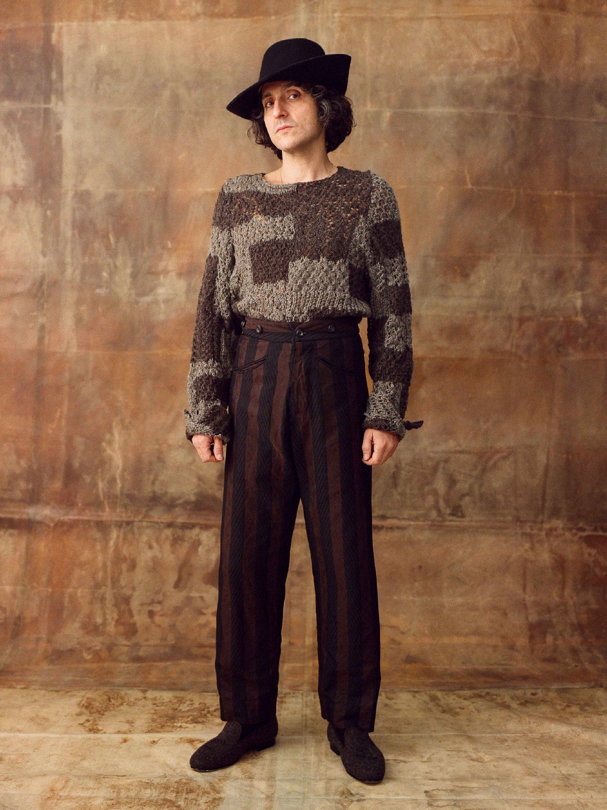 John Alexander Skelton Kilvert Trouser in Black & Brown Stripe - JOHN ALEXANDER SKELTON at Worthwhile