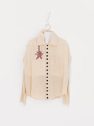 John Alexander Skelton Thespian Pleated Shirt in Cream Self Stripe - JOHN ALEXANDER SKELTON at Worthwhile - shop TOP