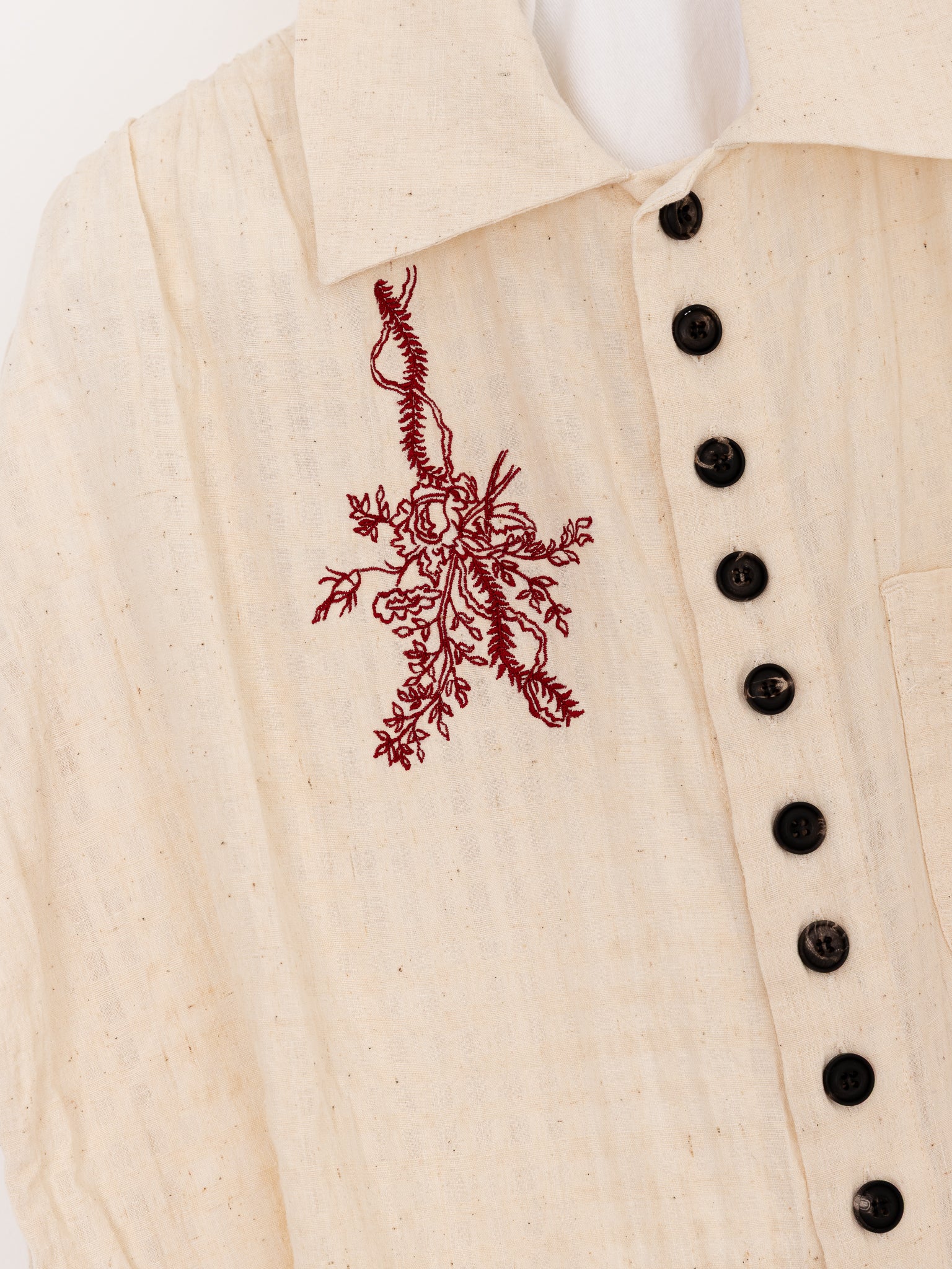 John Alexander Skelton Thespian Pleated Shirt in Cream Self Stripe - JOHN ALEXANDER SKELTON at Worthwhile - shop TOP