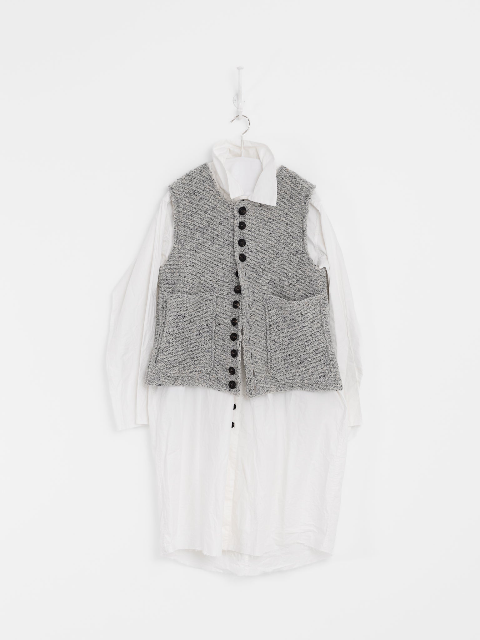 John Alexander Skelton Round Neck Waistcoat in Light Grey Tweed - JOHN ALEXANDER SKELTON at Worthwhile - shop VEST