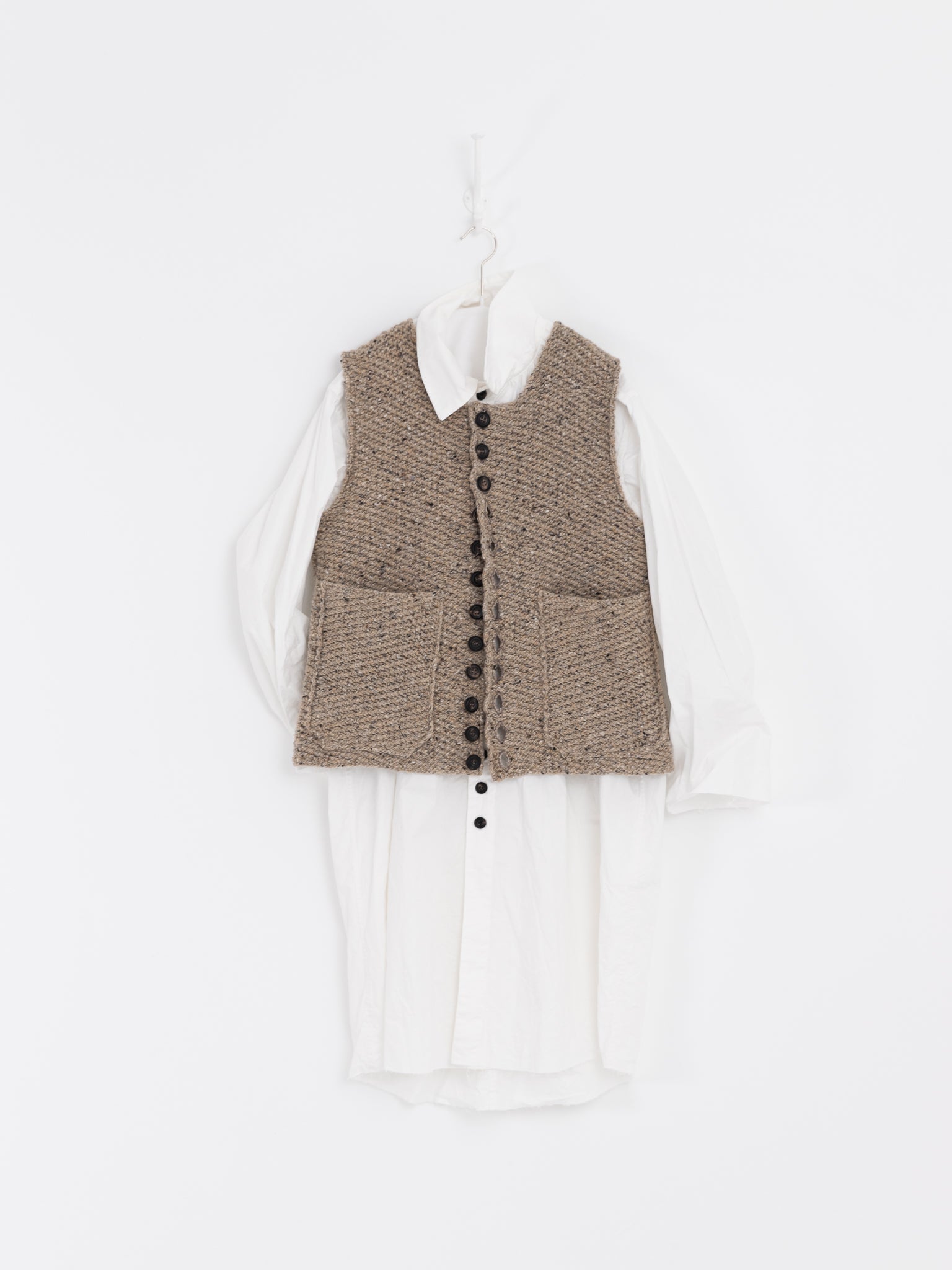 John Alexander Skelton Round Neck Waistcoat in Oatmeal - JOHN ALEXANDER SKELTON at Worthwhile - shop VEST
