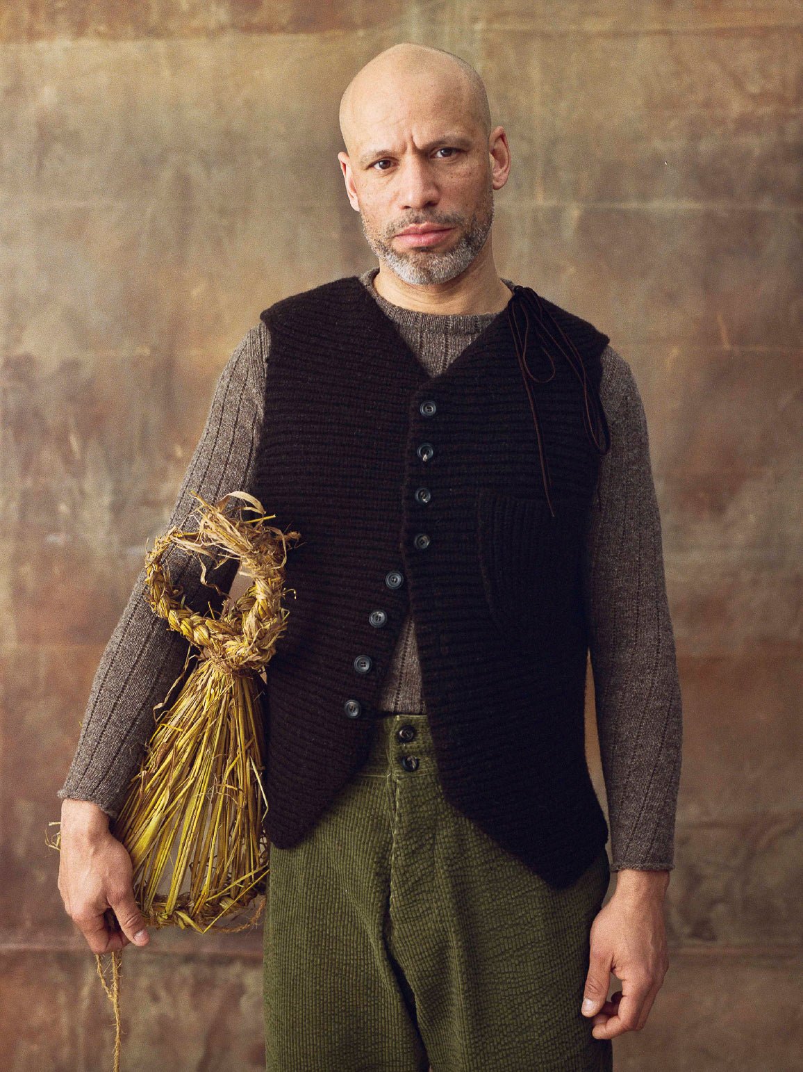 John Alexander Skelton Heavy Stitch Waistcoat in Dark Brown - JOHN ALEXANDER SKELTON at Worthwhile