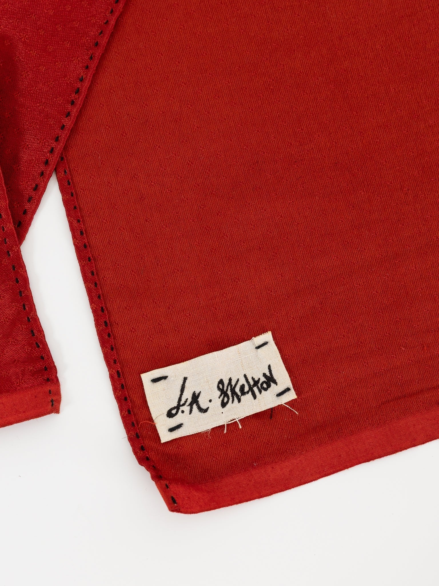 John Alexander Skelton Mashru Scarf in Red - JOHN ALEXANDER SKELTON at Worthwhile