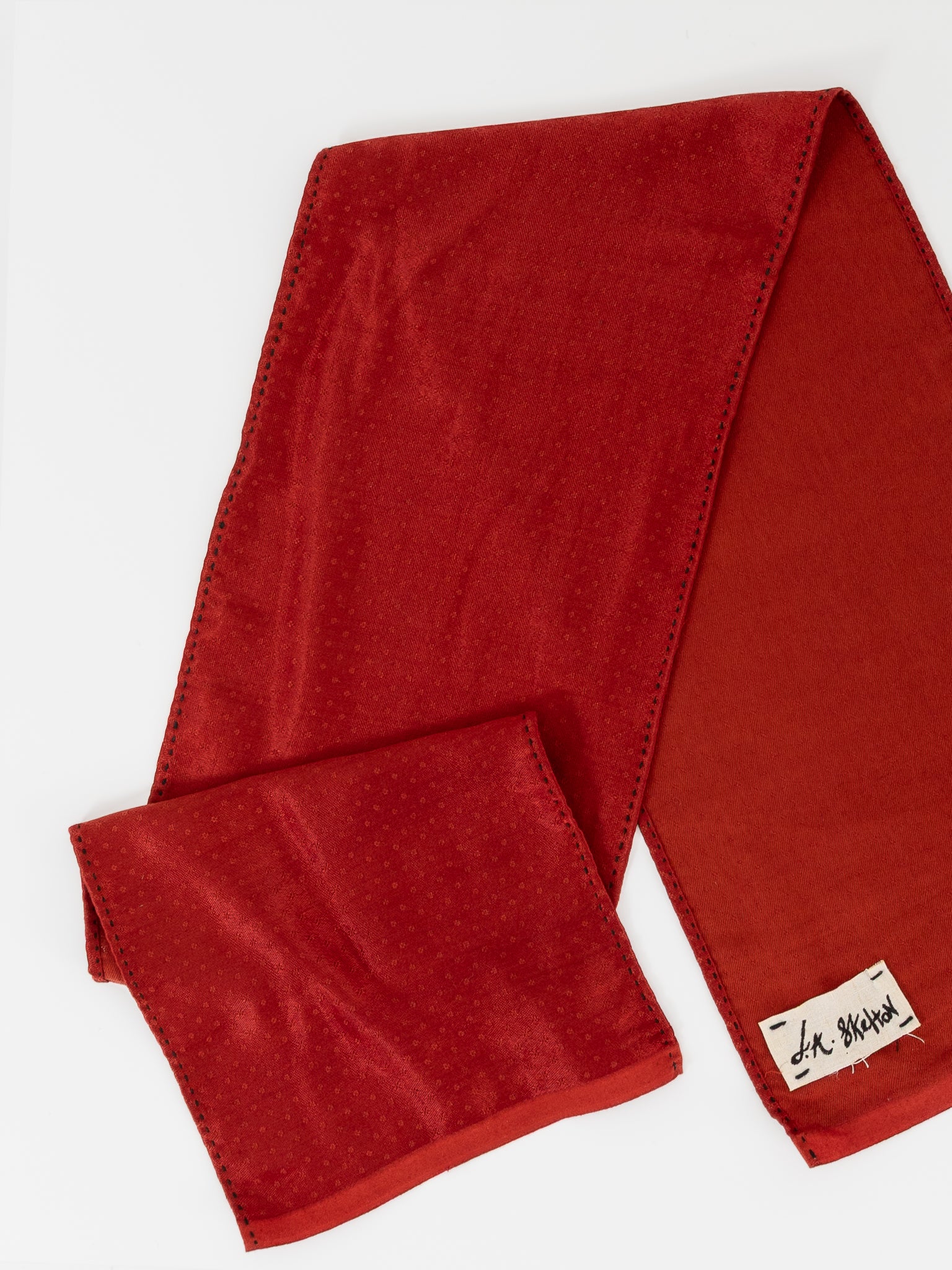 John Alexander Skelton Mashru Scarf in Red - JOHN ALEXANDER SKELTON at Worthwhile