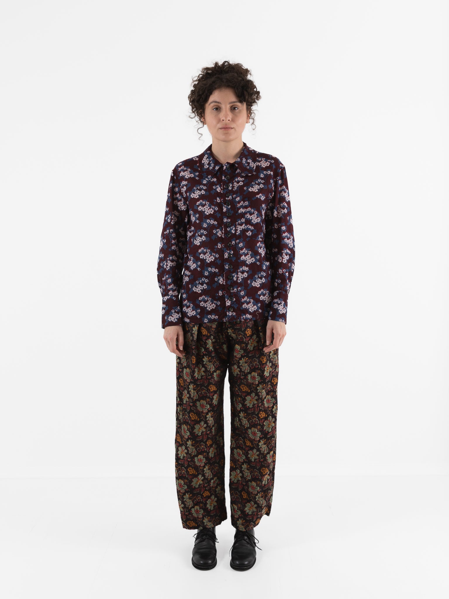 John Alexander Skelton Equinox Shirt in Blue/Brown/Cream Print - JOHN ALEXANDER SKELTON at Worthwhile