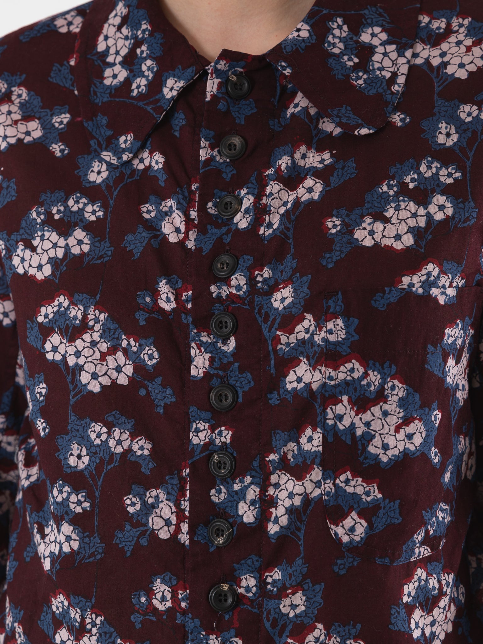 John Alexander Skelton Equinox Shirt in Blue/Brown/Cream Print - JOHN ALEXANDER SKELTON at Worthwhile