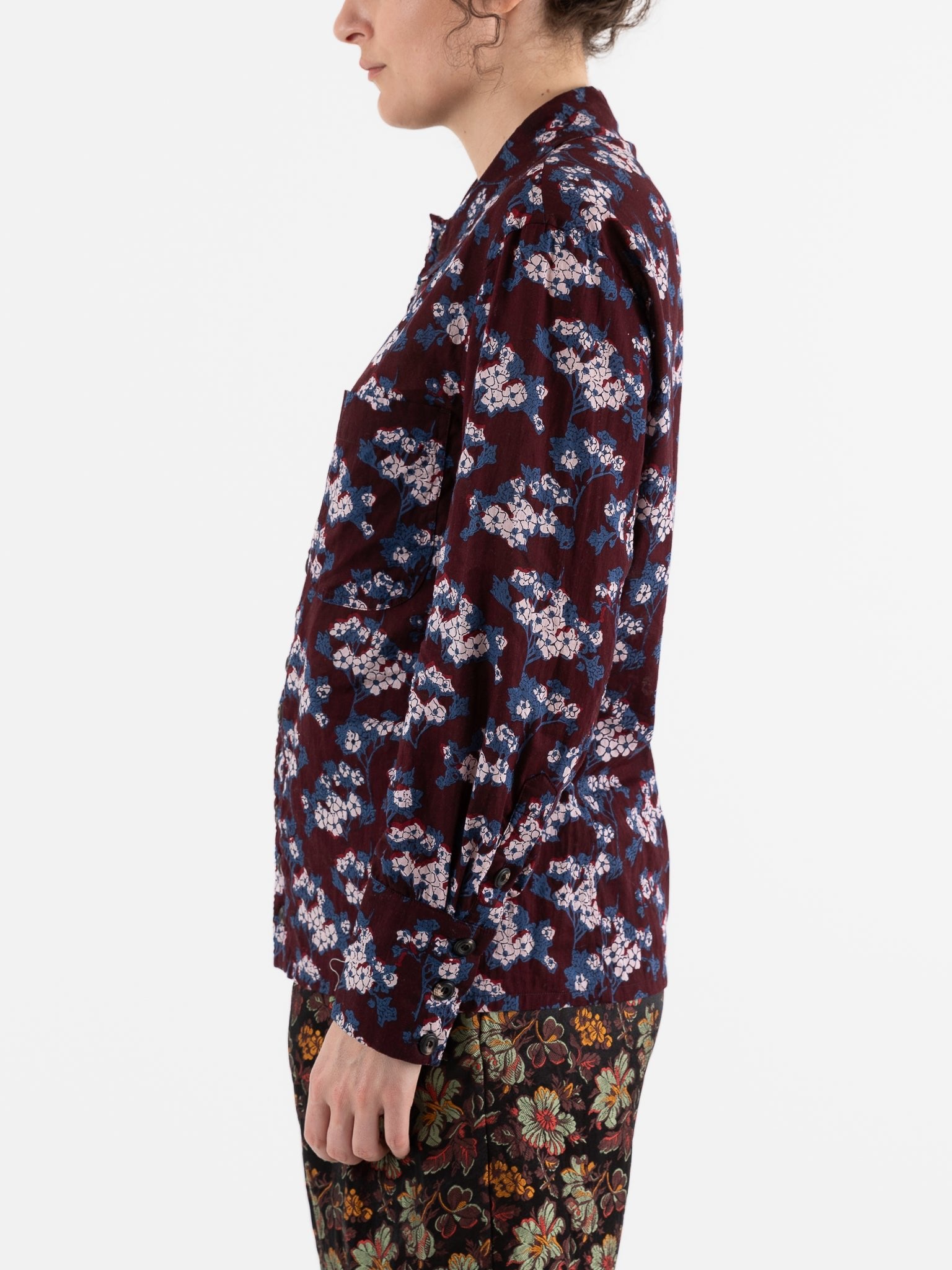 John Alexander Skelton Equinox Shirt in Blue/Brown/Cream Print - JOHN ALEXANDER SKELTON at Worthwhile