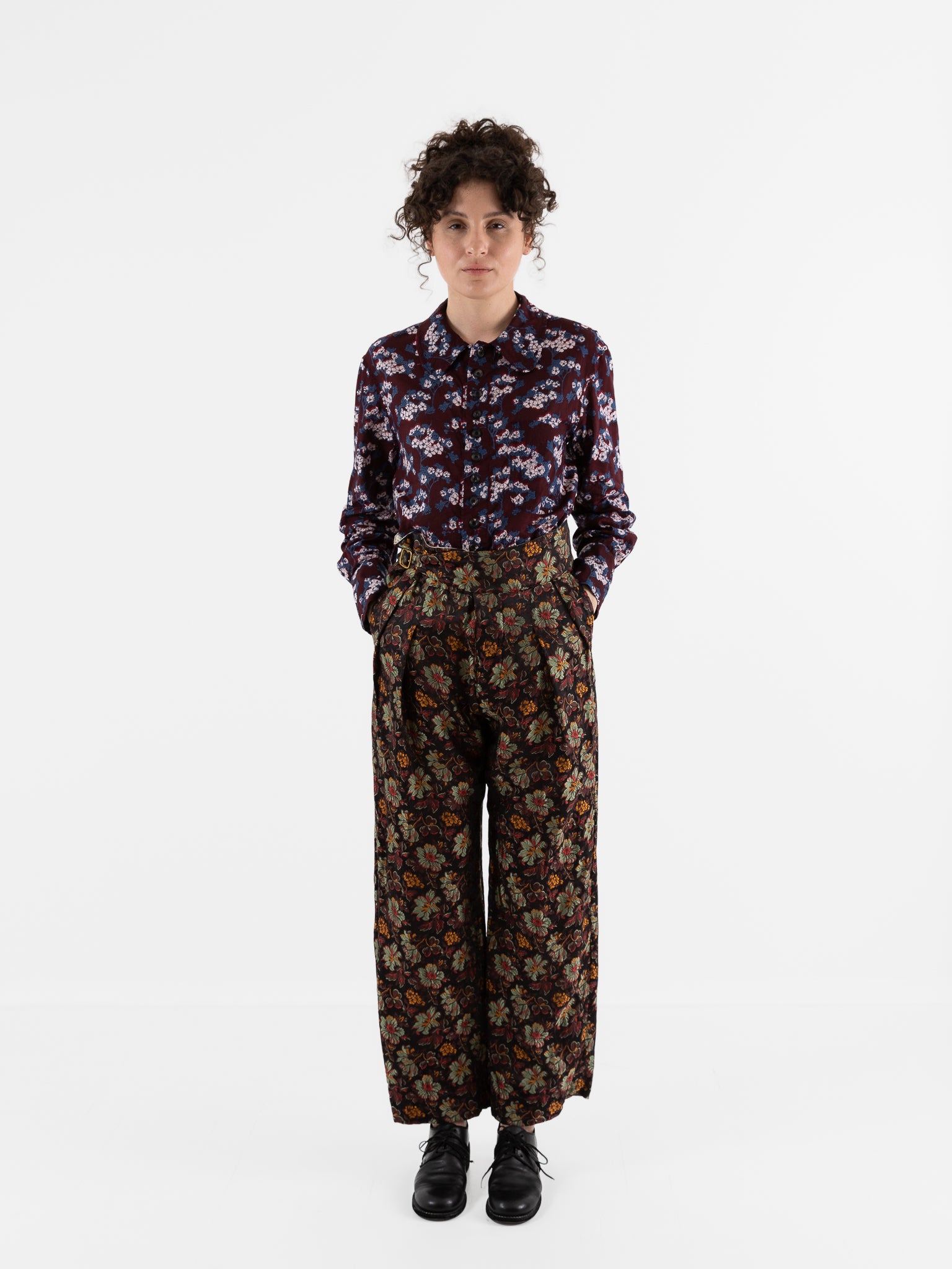 John Alexander Skelton Equinox Shirt in Blue/Brown/Cream Print - JOHN ALEXANDER SKELTON at Worthwhile