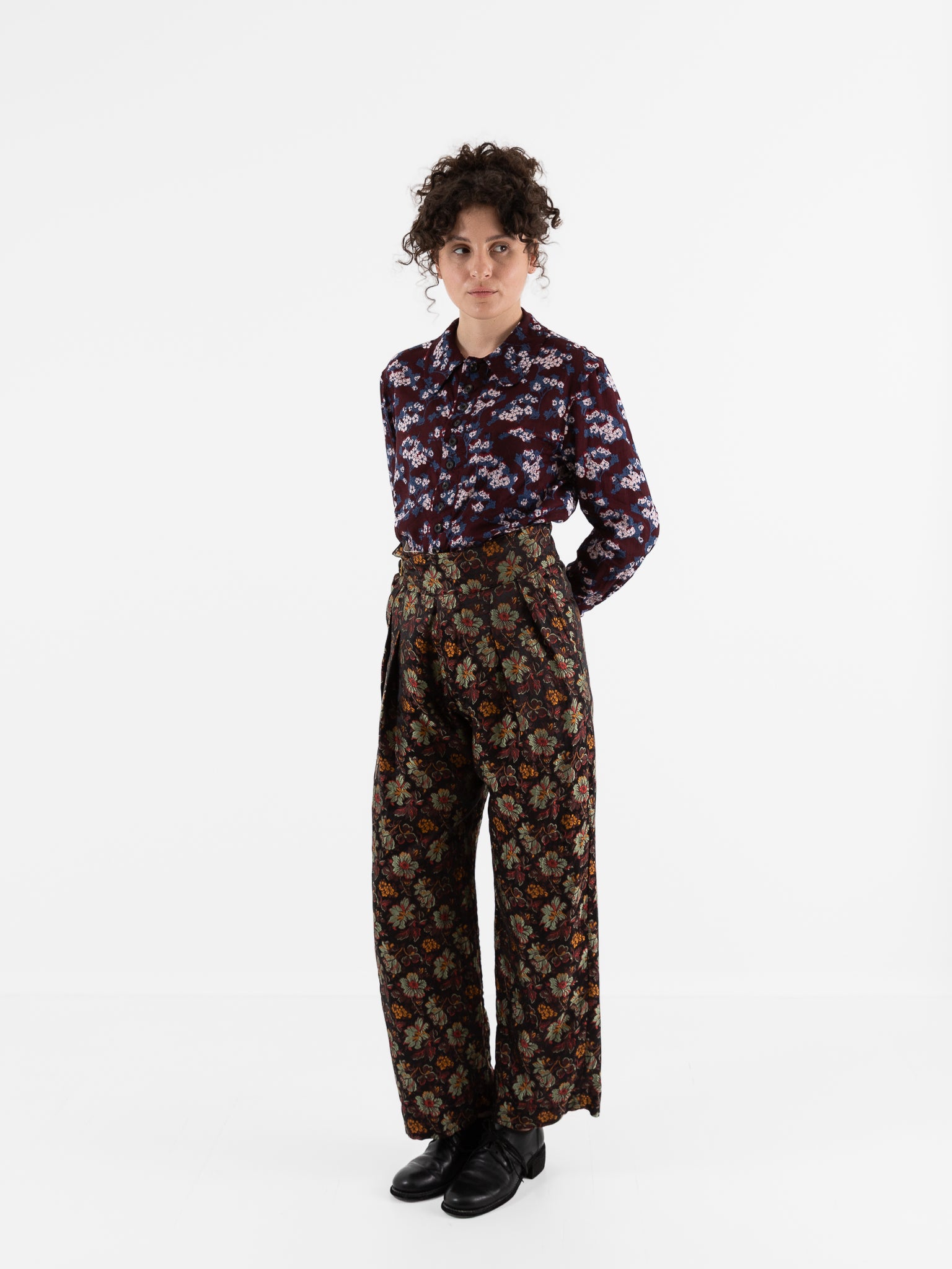 John Alexander Skelton Equinox Shirt in Blue/Brown/Cream Print - JOHN ALEXANDER SKELTON at Worthwhile