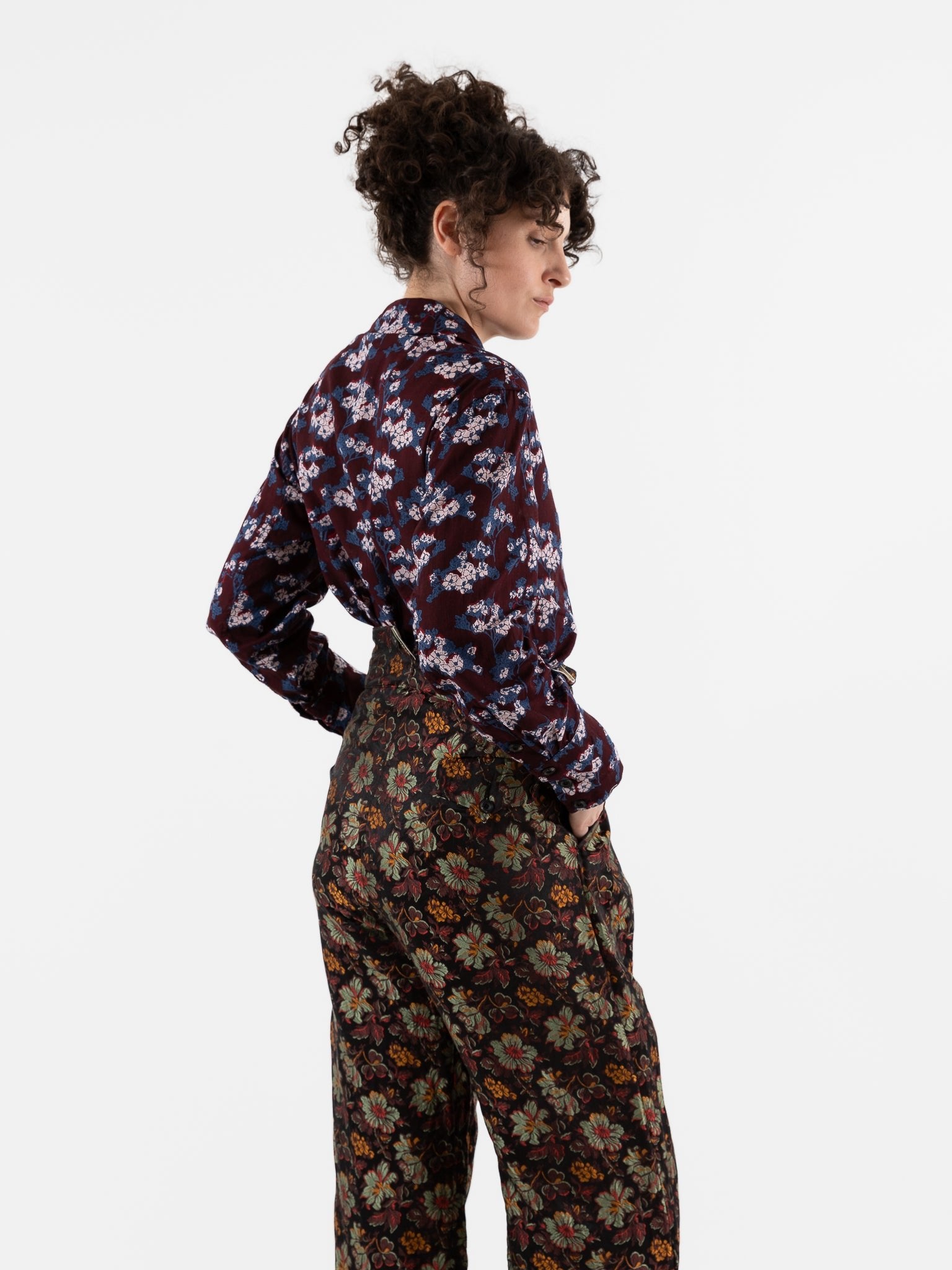 John Alexander Skelton Equinox Shirt in Blue/Brown/Cream Print - JOHN ALEXANDER SKELTON at Worthwhile