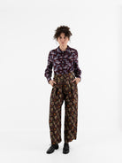 John Alexander Skelton Filigree Trouser in Black & Floral Silk - JOHN ALEXANDER SKELTON at Worthwhile