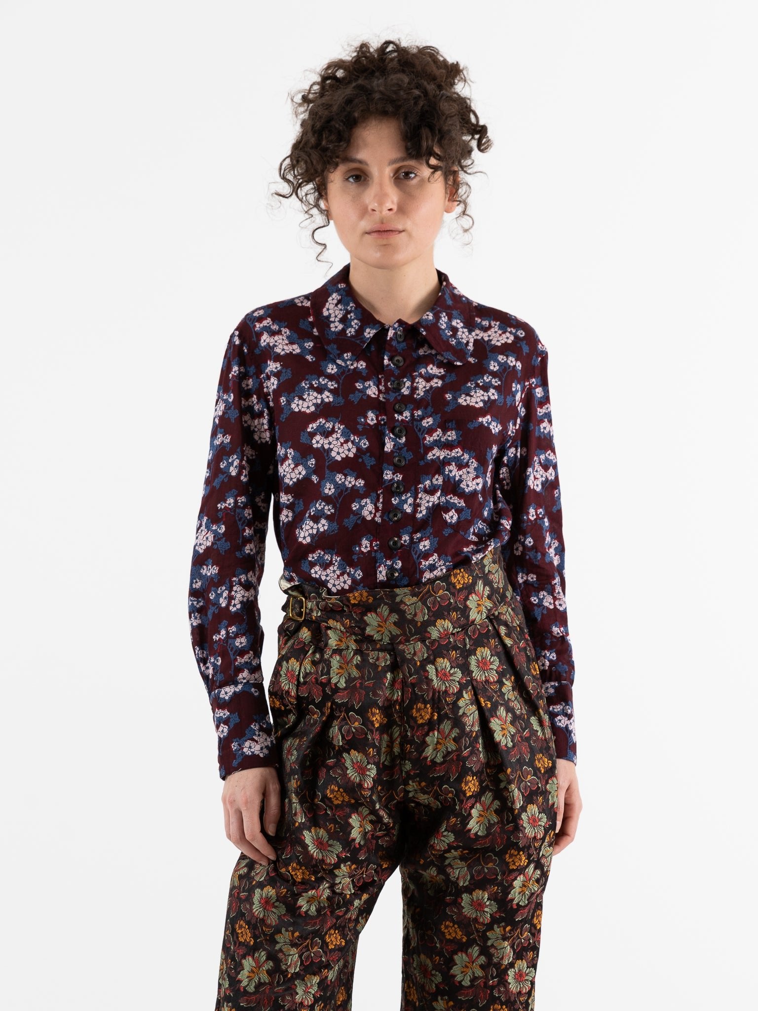 John Alexander Skelton Filigree Trouser in Black & Floral Silk - JOHN ALEXANDER SKELTON at Worthwhile