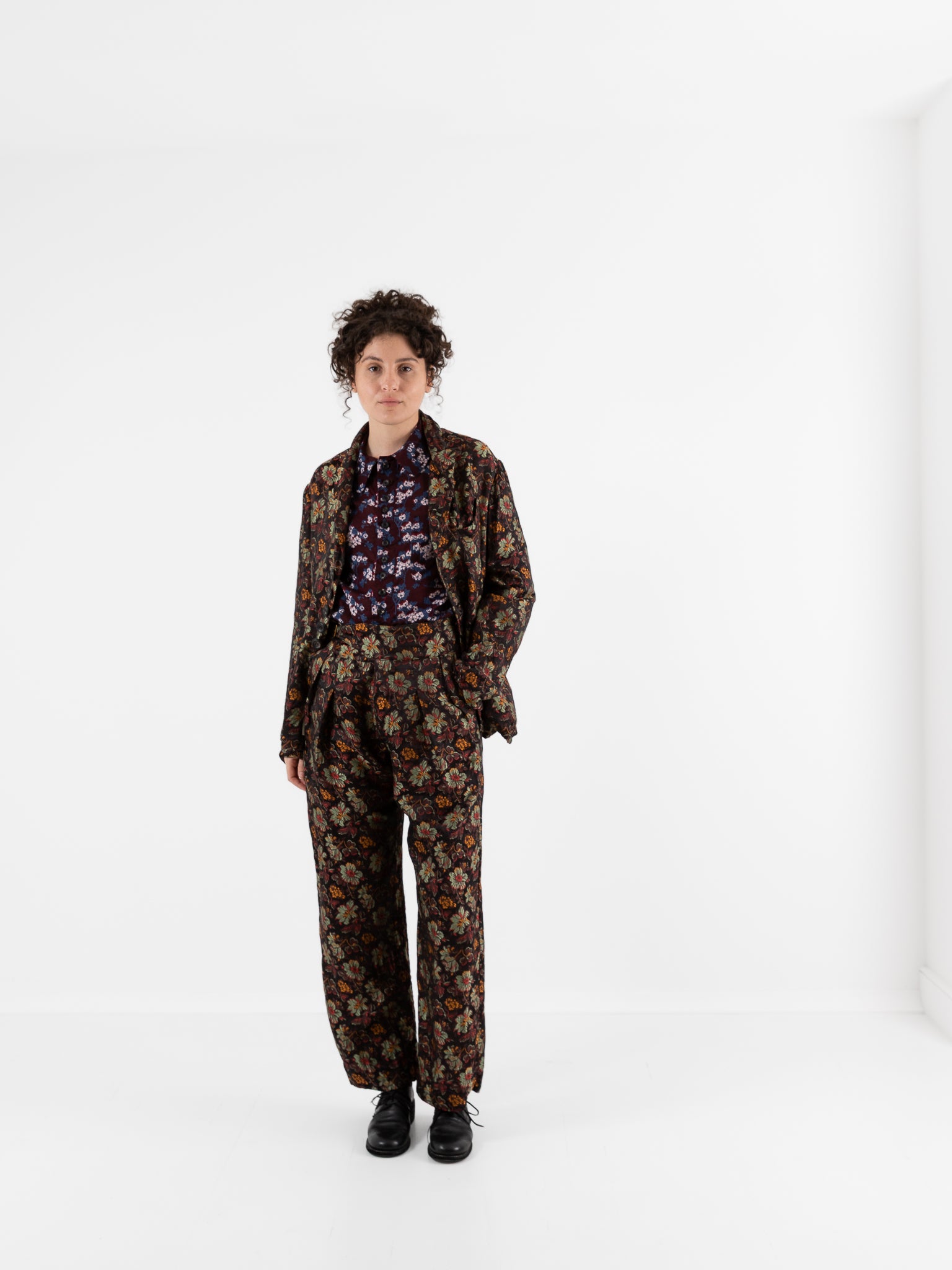 John Alexander Skelton Horace Jacket in Black & Floral Silk - JOHN ALEXANDER SKELTON at Worthwhile